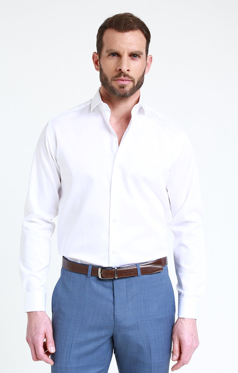 Chemise ville satin regular - BLANC