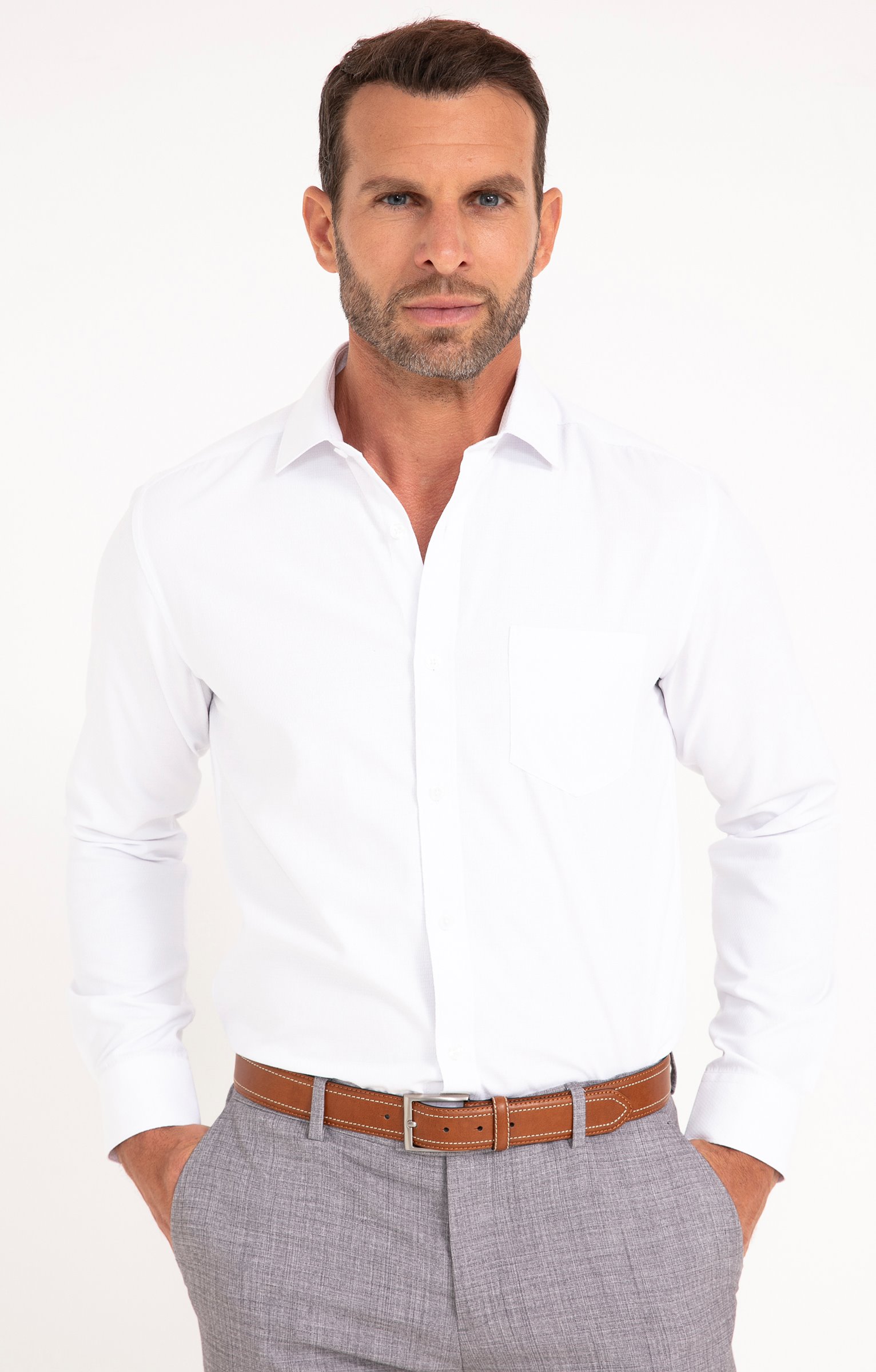 Chemise WHITEGRID coupe ajustée - BLANC