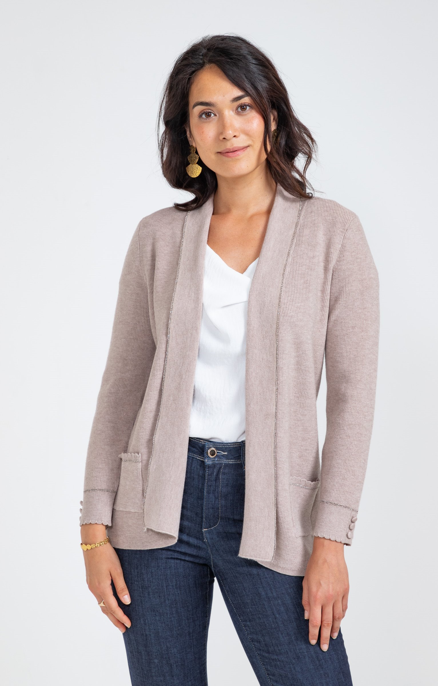 Cardigan côte anglaise - TAUPE