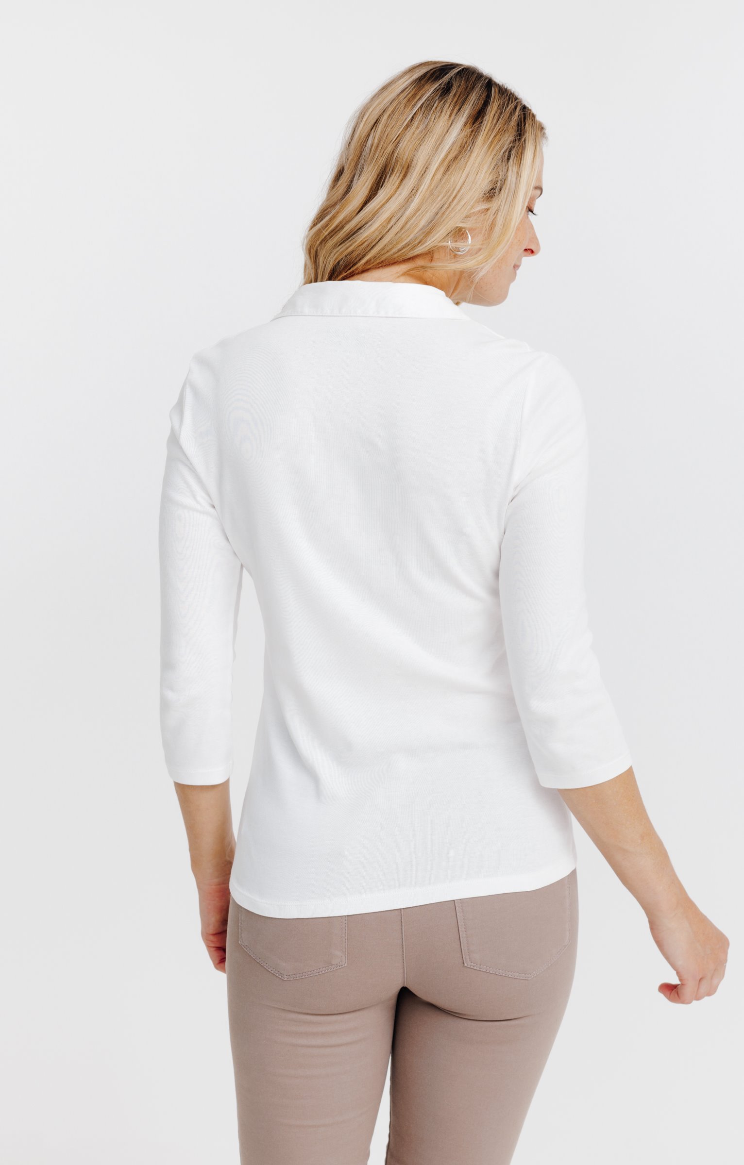 Tee-shirt uni col chemise - ÉCRU