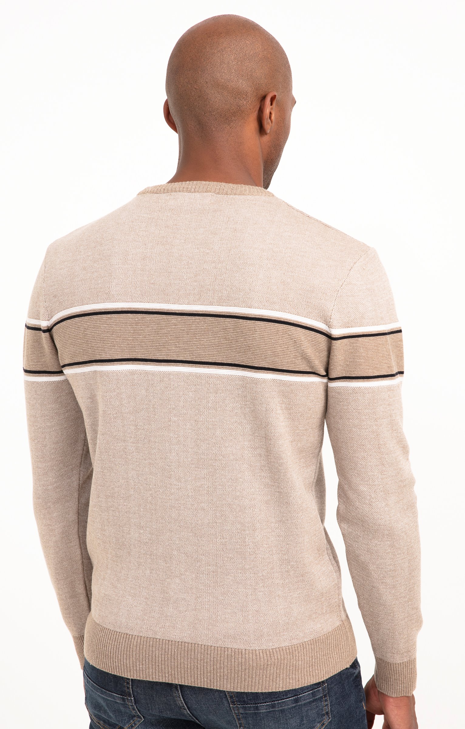 Pul col rond rayé - BEIGE