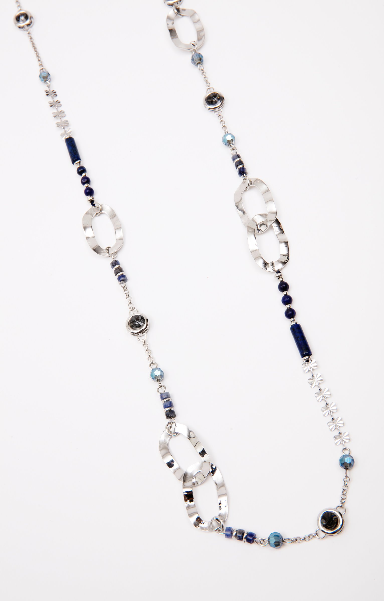 Sautoir un rang avec perles et strass - MARINE