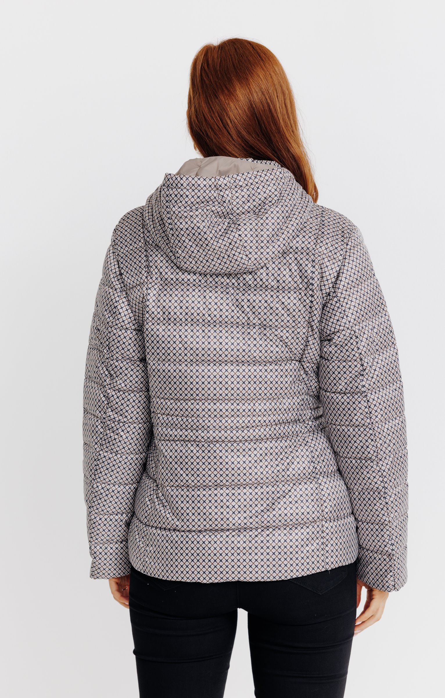 Doudoune courte imprimé fantaisie  - GRÈGE