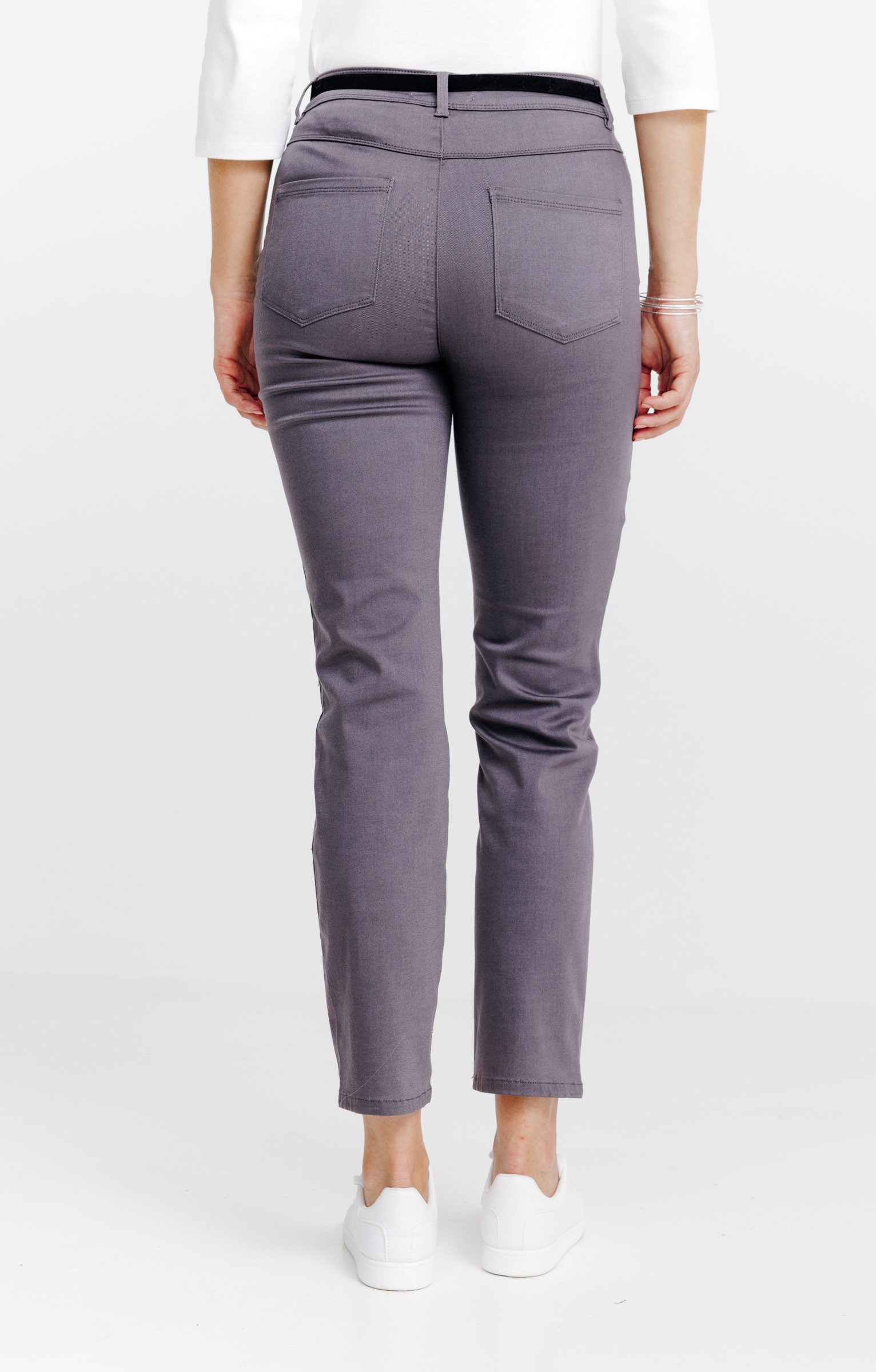 Pantalon 7/8 avec ceinture similicuir - GRIS MOYEN