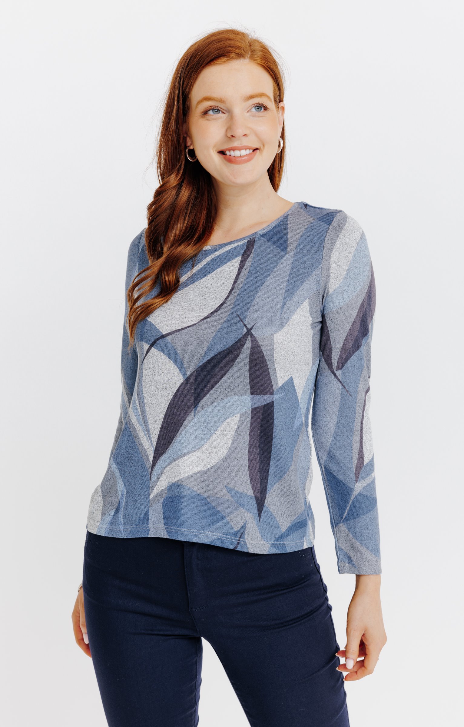 T-SHIRT MANCHES LONGUES COL ROND - GRIS CLAIR