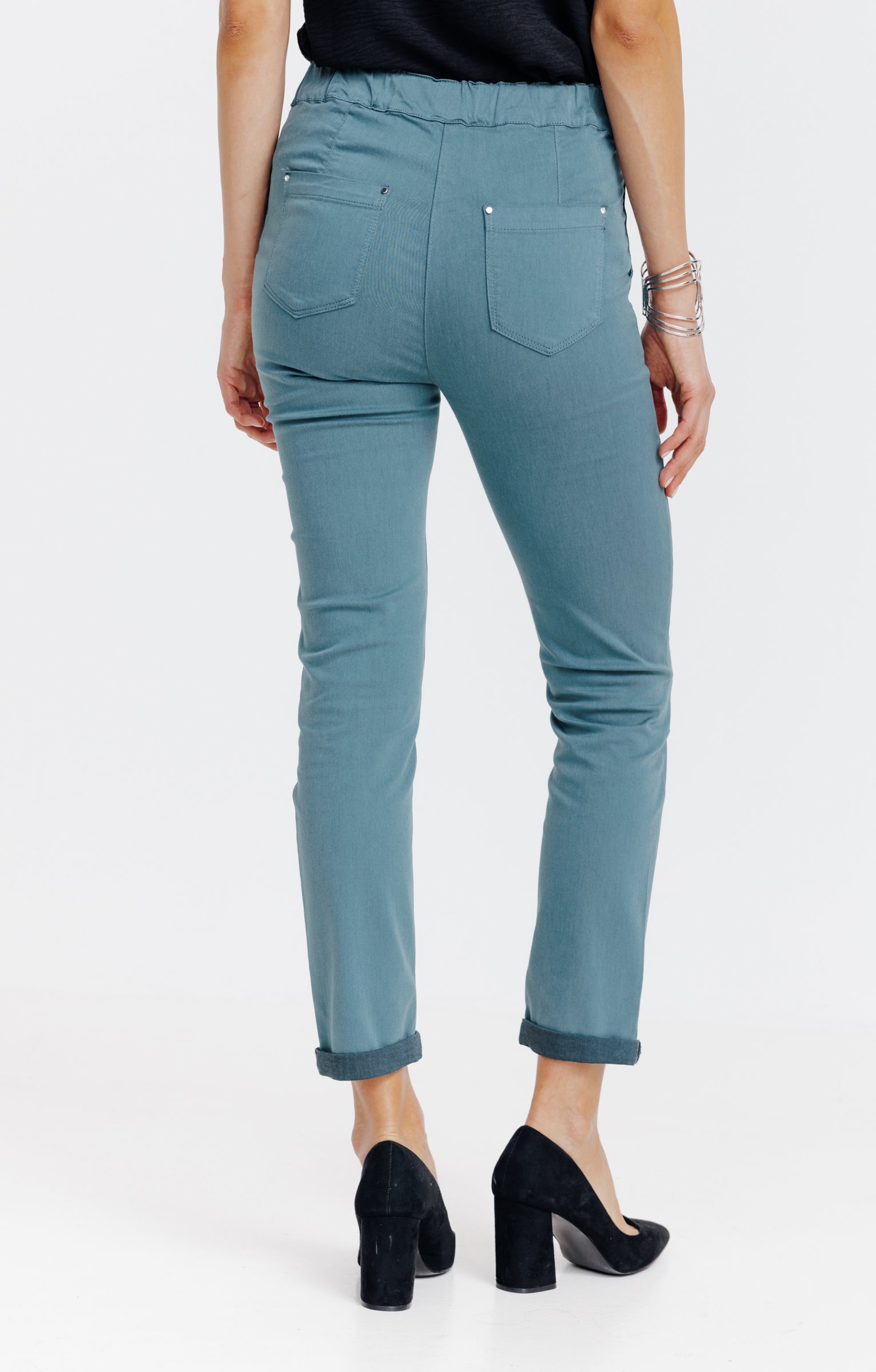 Jogging coton stretch élastiqué dos - TILLEUL