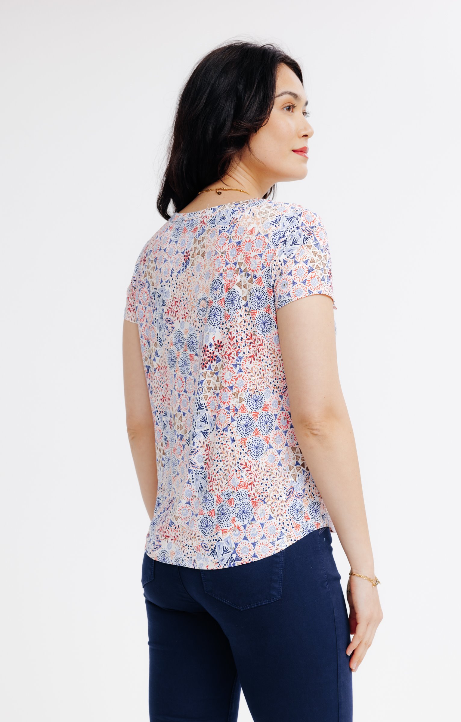 Tee-shirt été imprimé patch - ORANGE