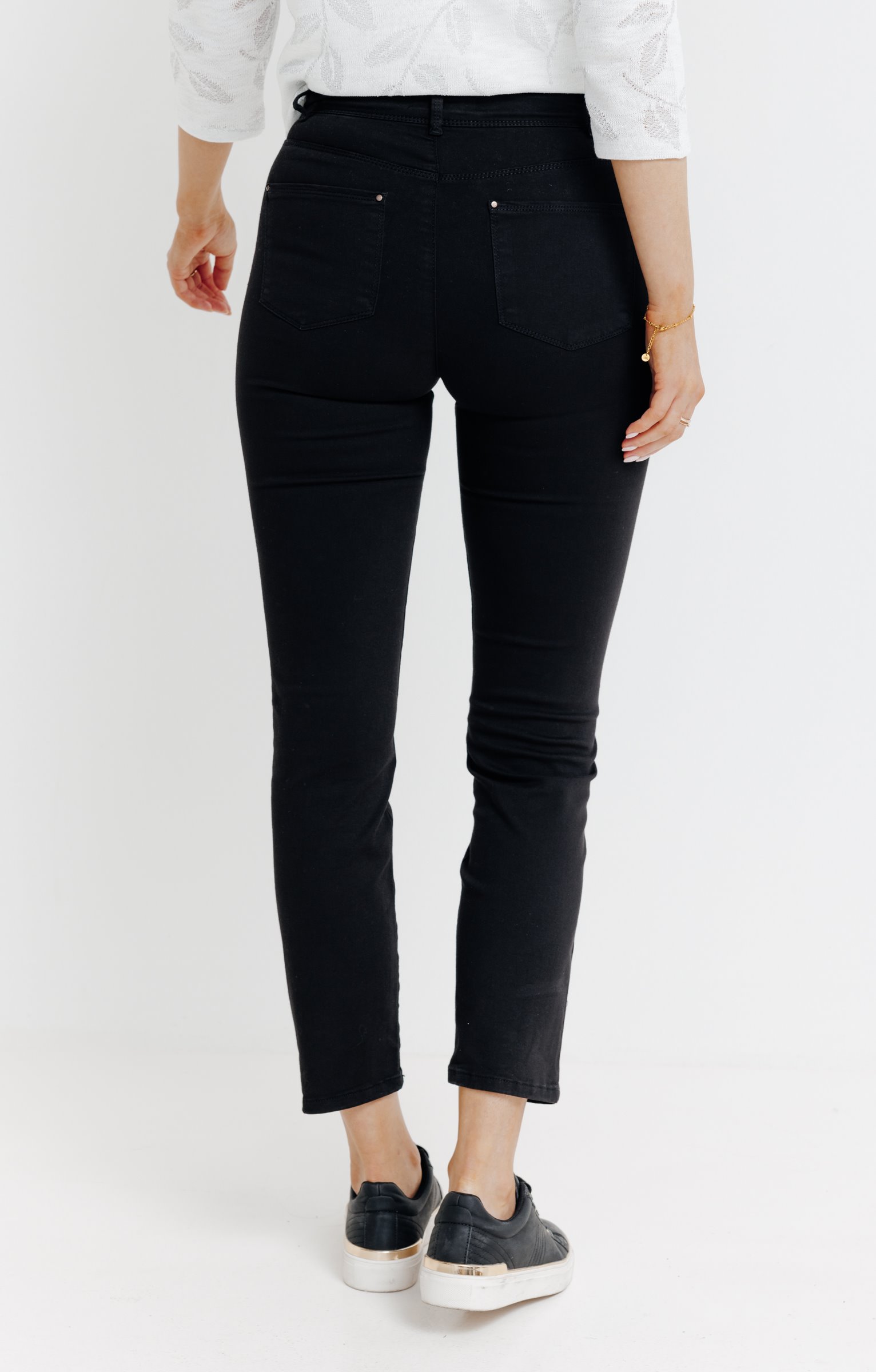 Pantalon 7/8 brodé en coton viscose - NOIR
