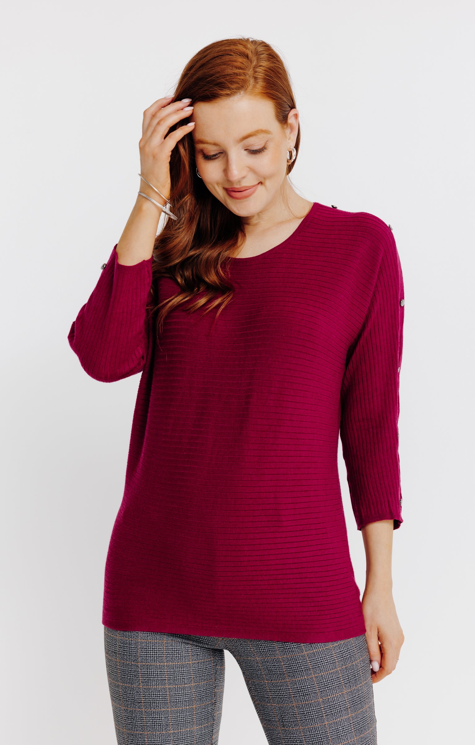 Pull tricotage fantaisie - LIE DE VIN