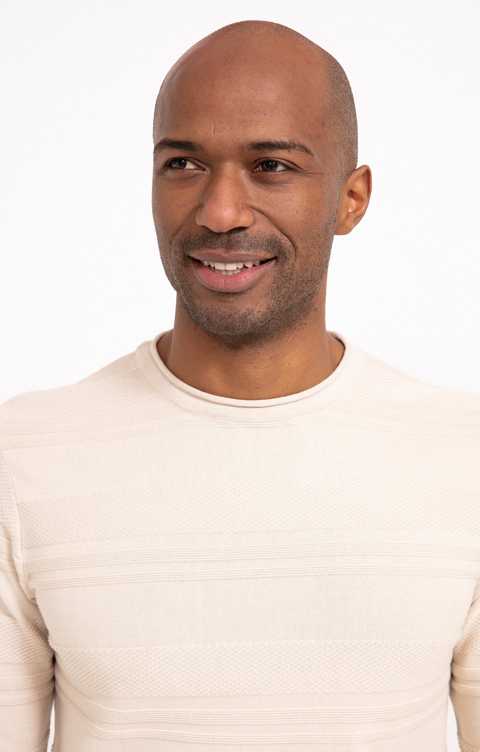 Pull uni col rond - BEIGE