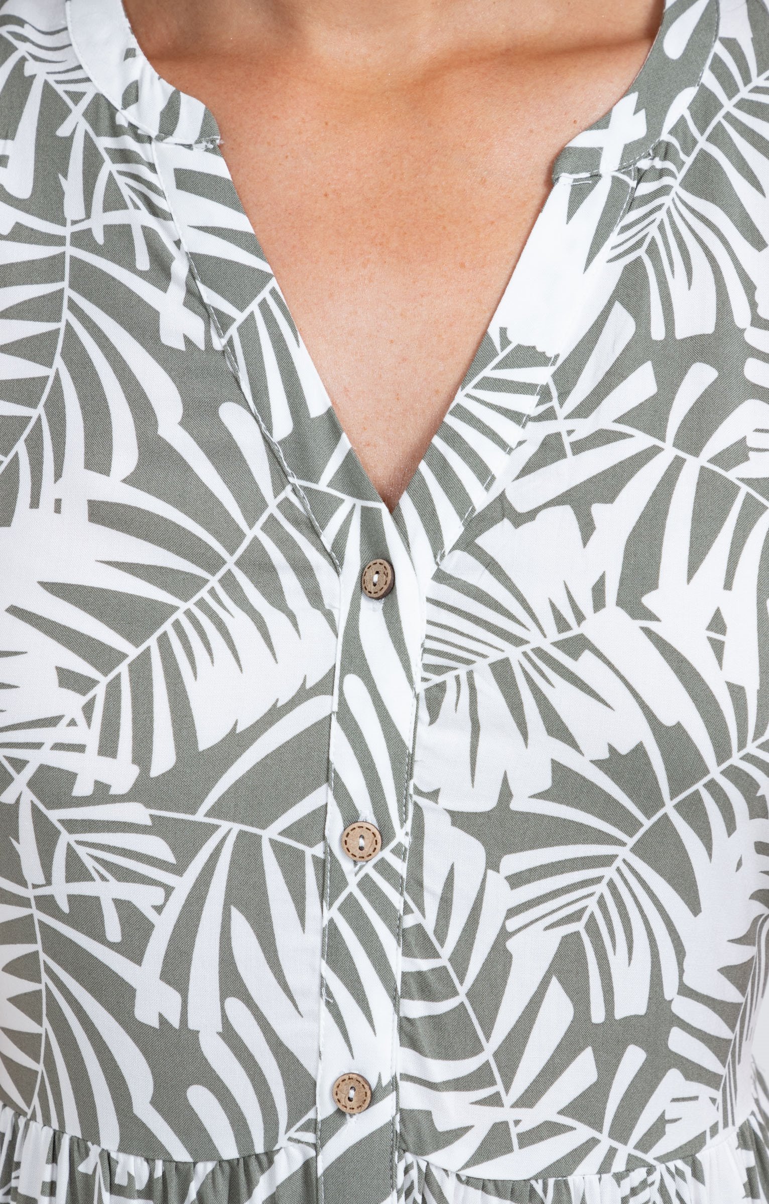 Robe longue boutonnée viscose écovero™ - KAKI CLAIR