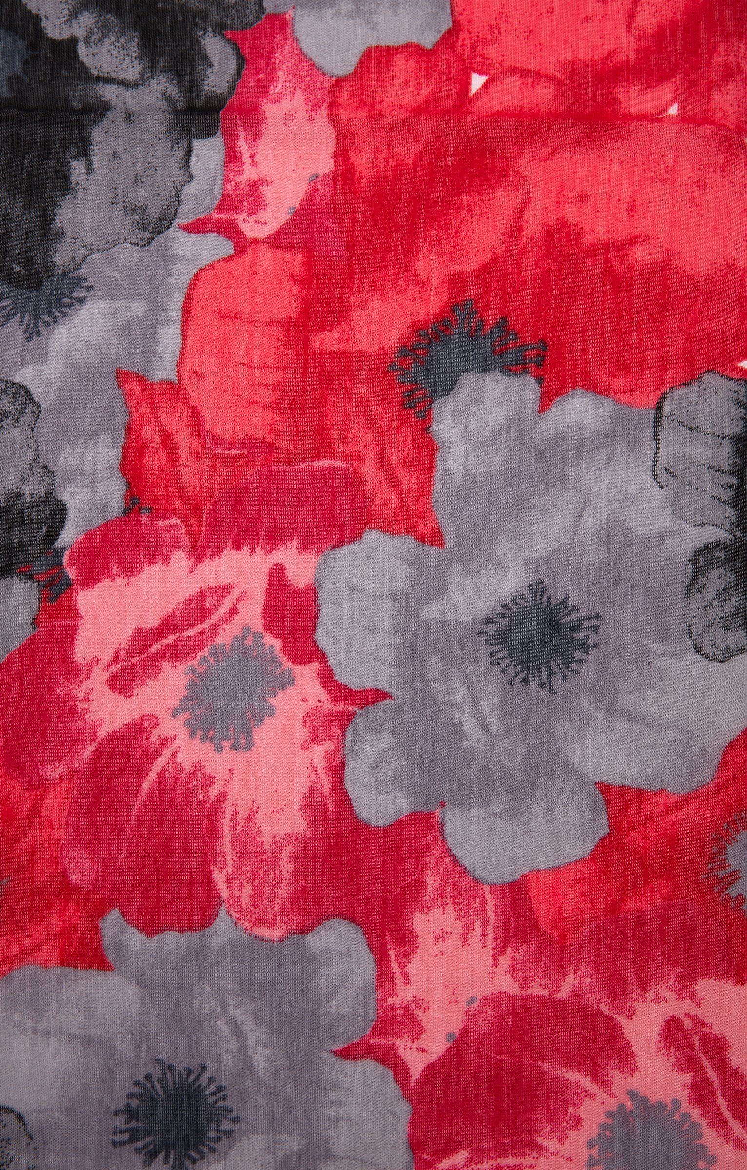 Grand foulard motifs fleurs - ROUGE