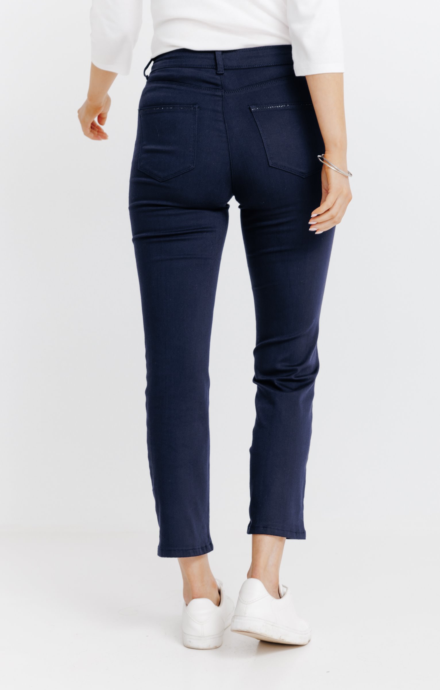 Pantalon 7/8 coton modal détail strass - MARINE