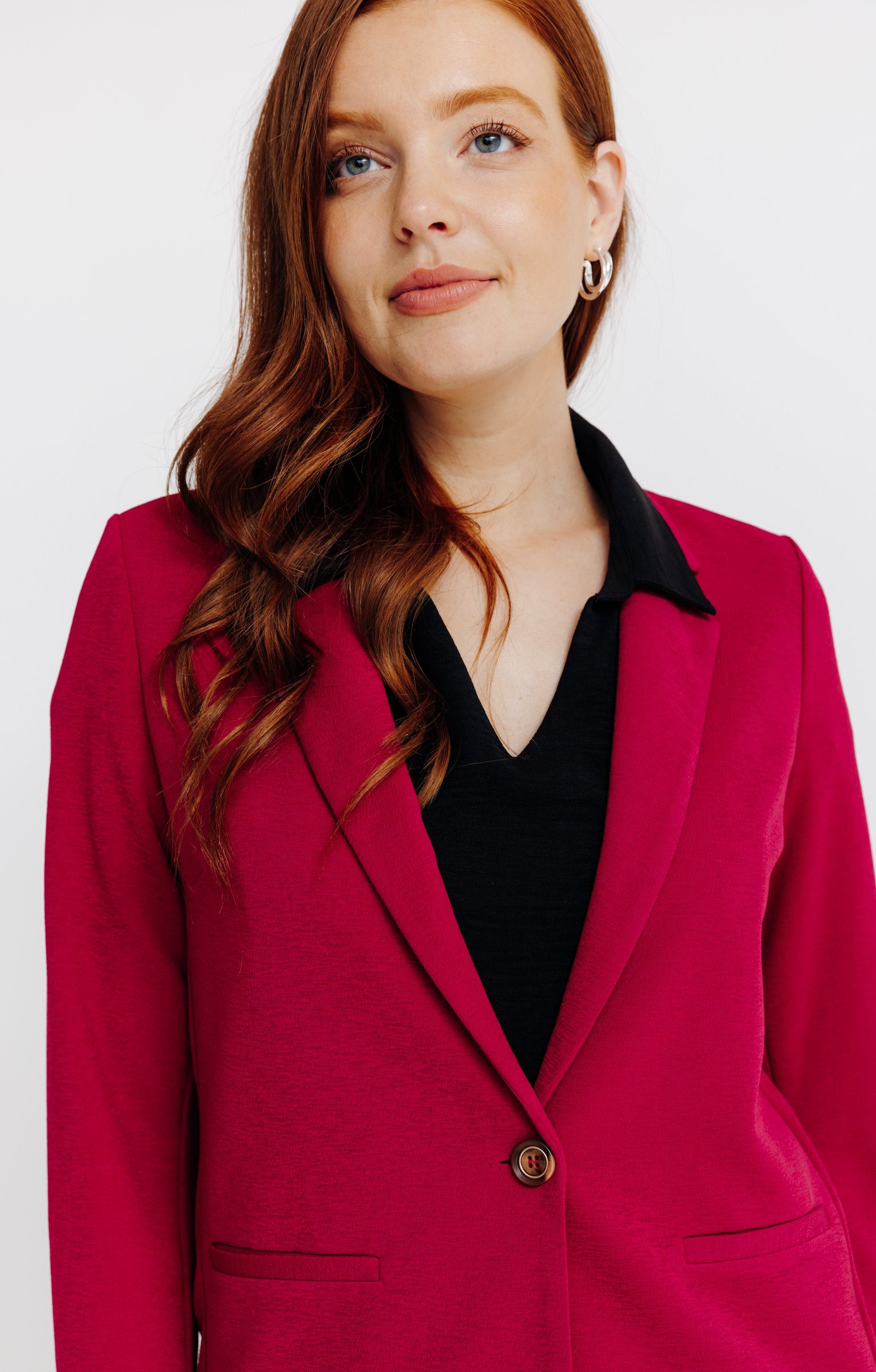 VESTE FORME BLAZER EN MAILLE  - BORDEAUX