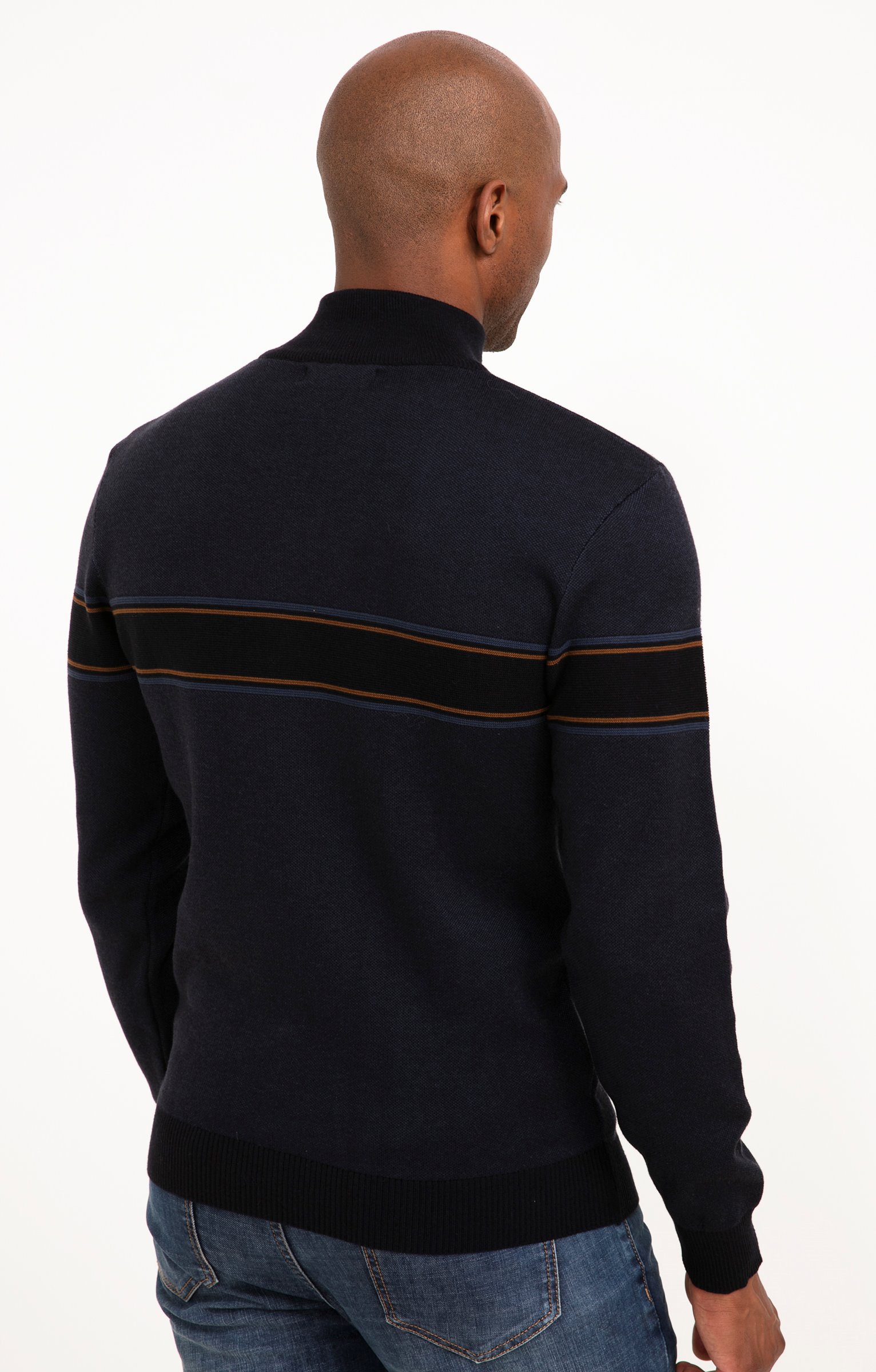 Pull col montant rayé - MARINE
