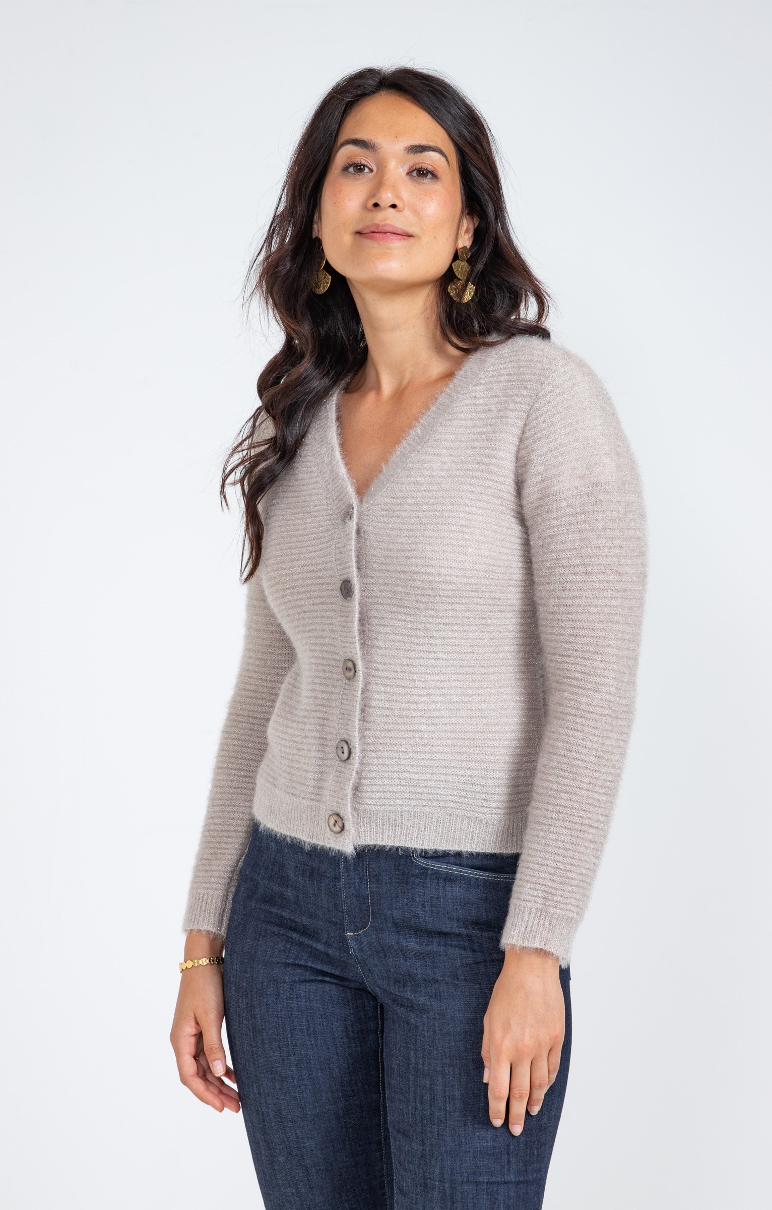 Cardigan maille fluffy - BEIGE