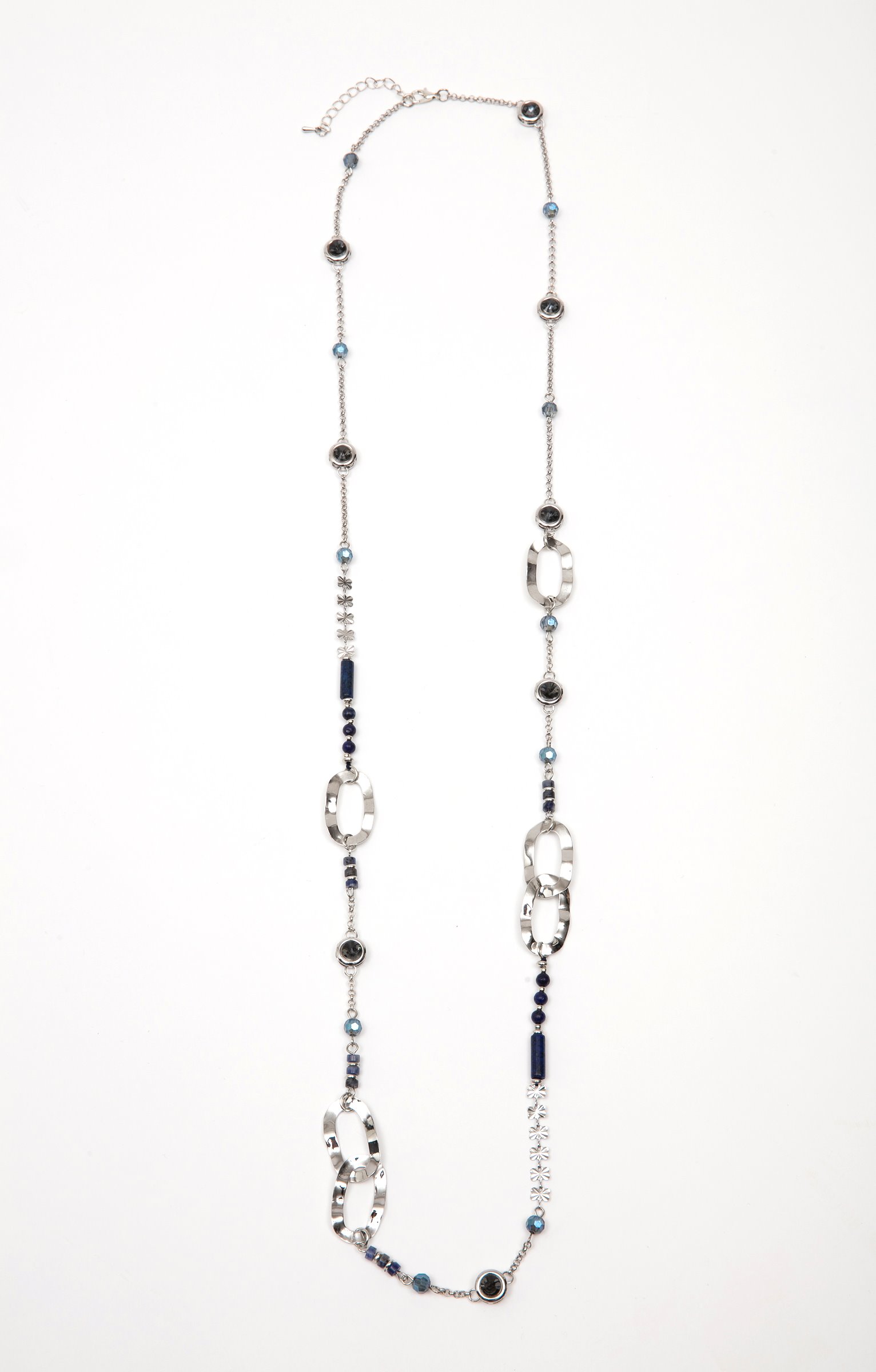 Sautoir un rang avec perles et strass - MARINE