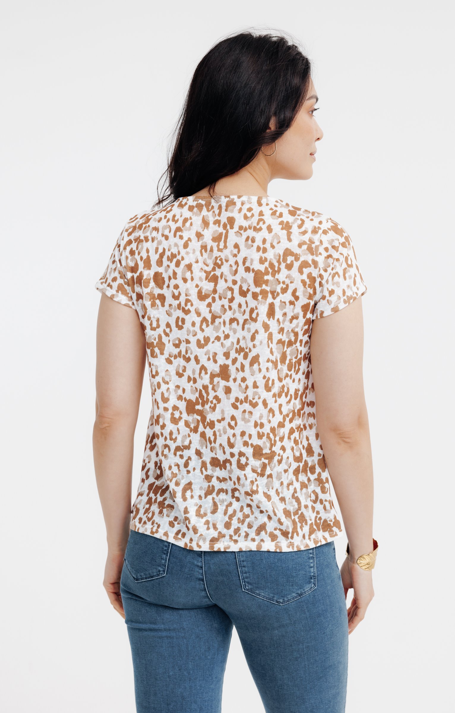 Tee-shirt col V collier - ÉCRU