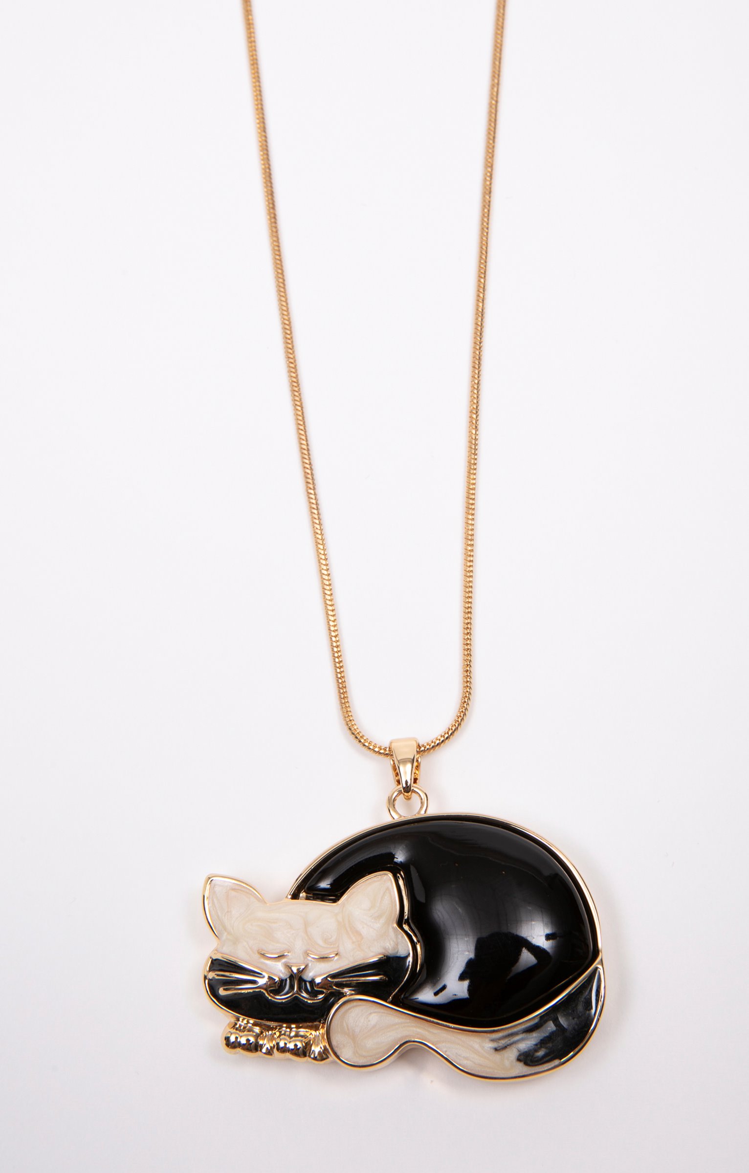 Sautoir pendentif chat - NOIR