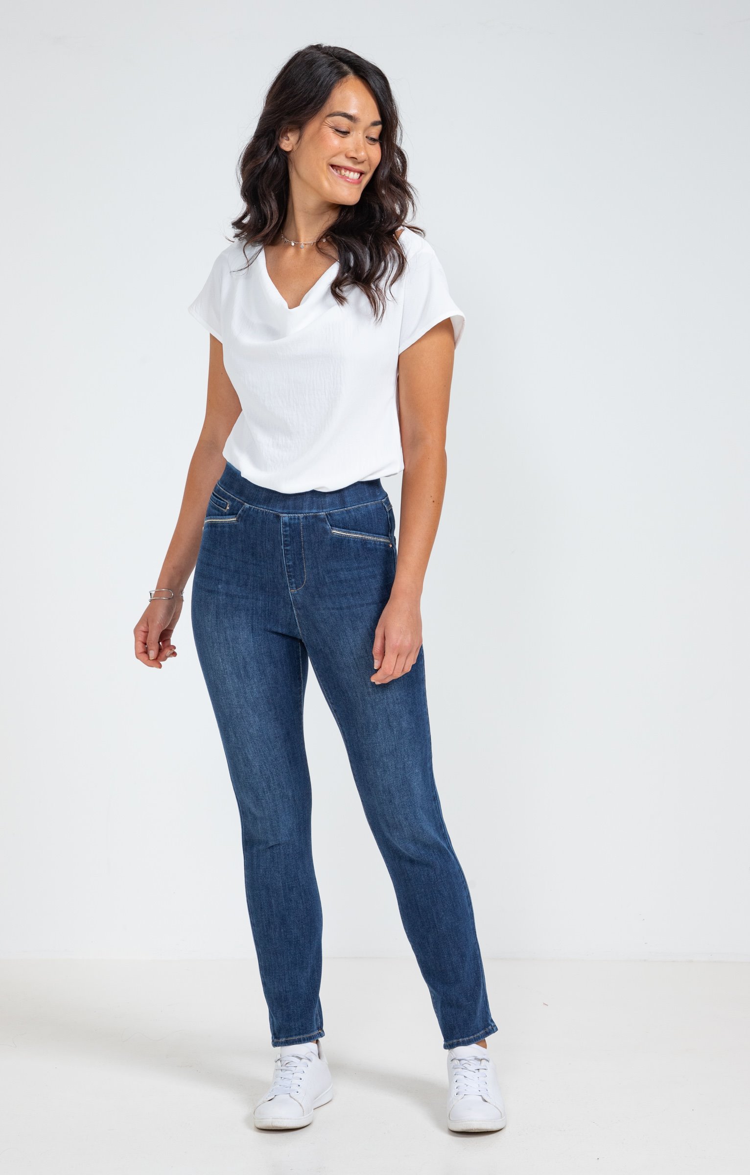 Tregging en denim bi-stretch - BLEU