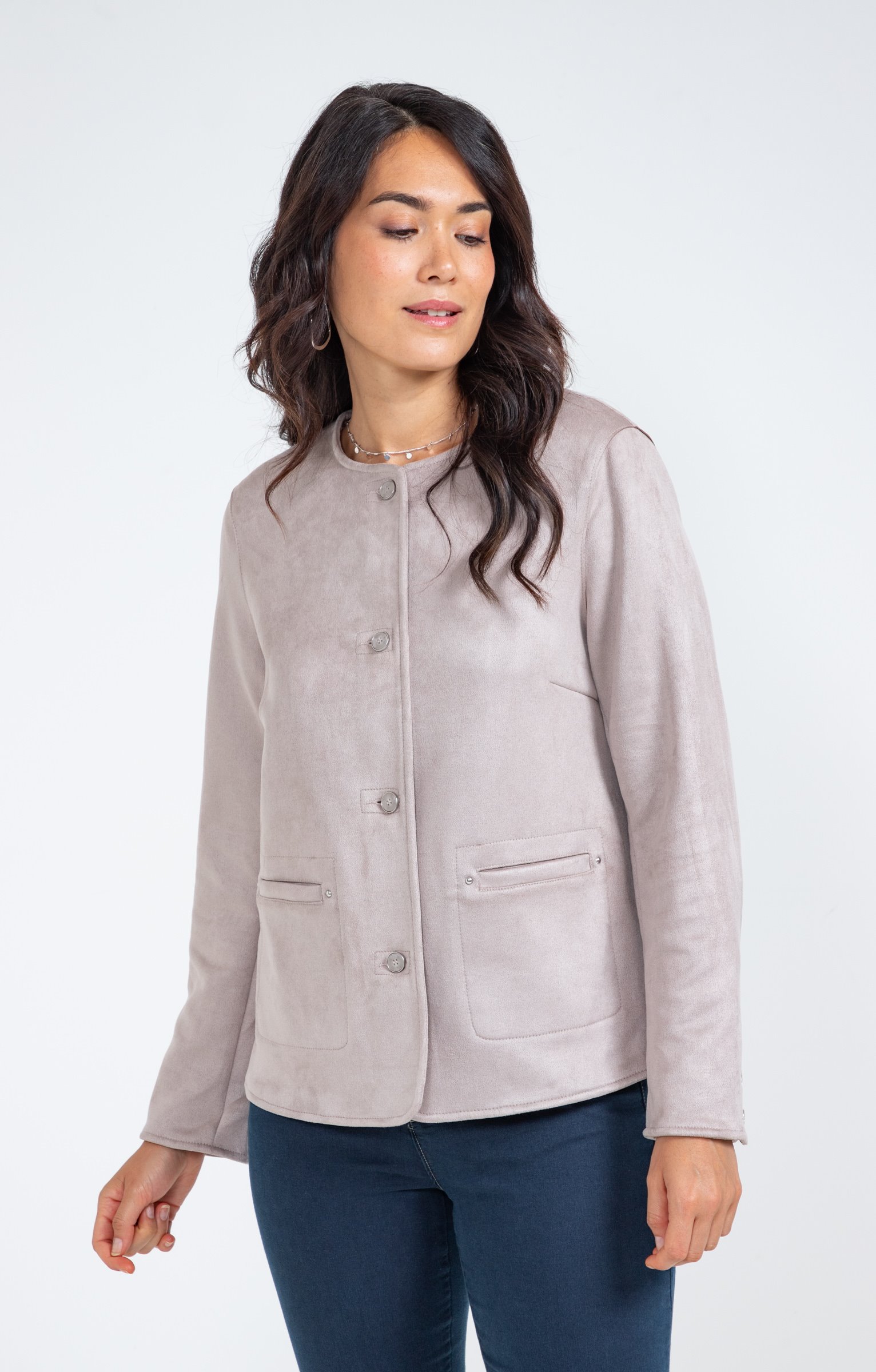 Veste en suédine non doublée - GRÈGE