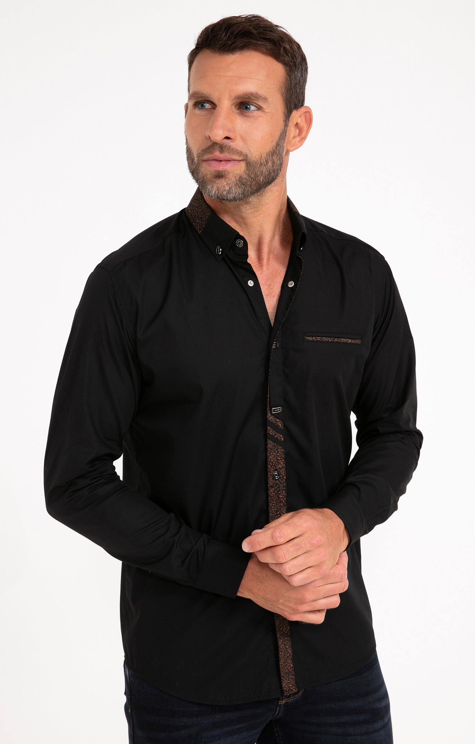 Chemise manches longues ROMANTICO - NOIR