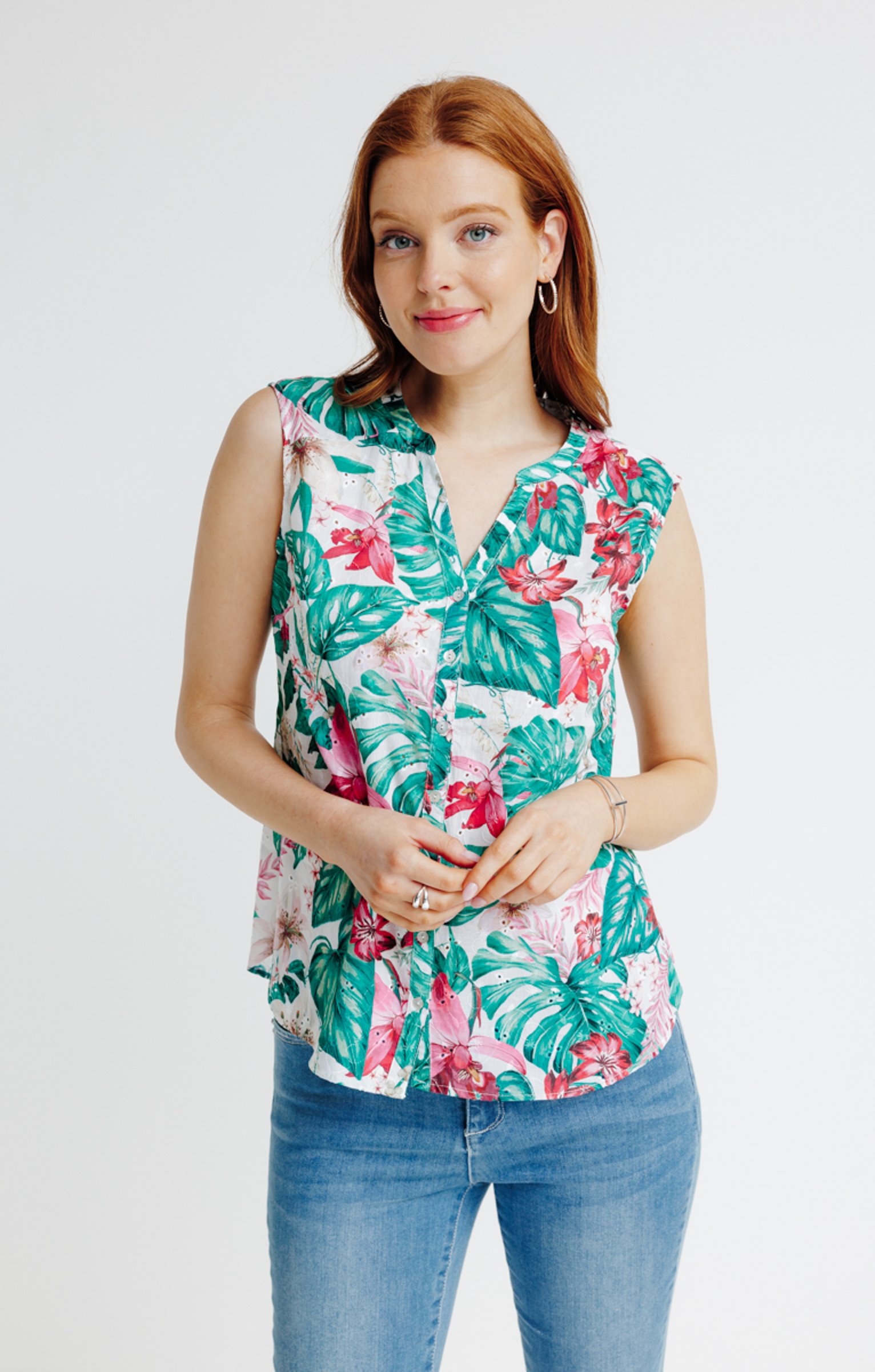 Chemise col mao sans manche - BLANC