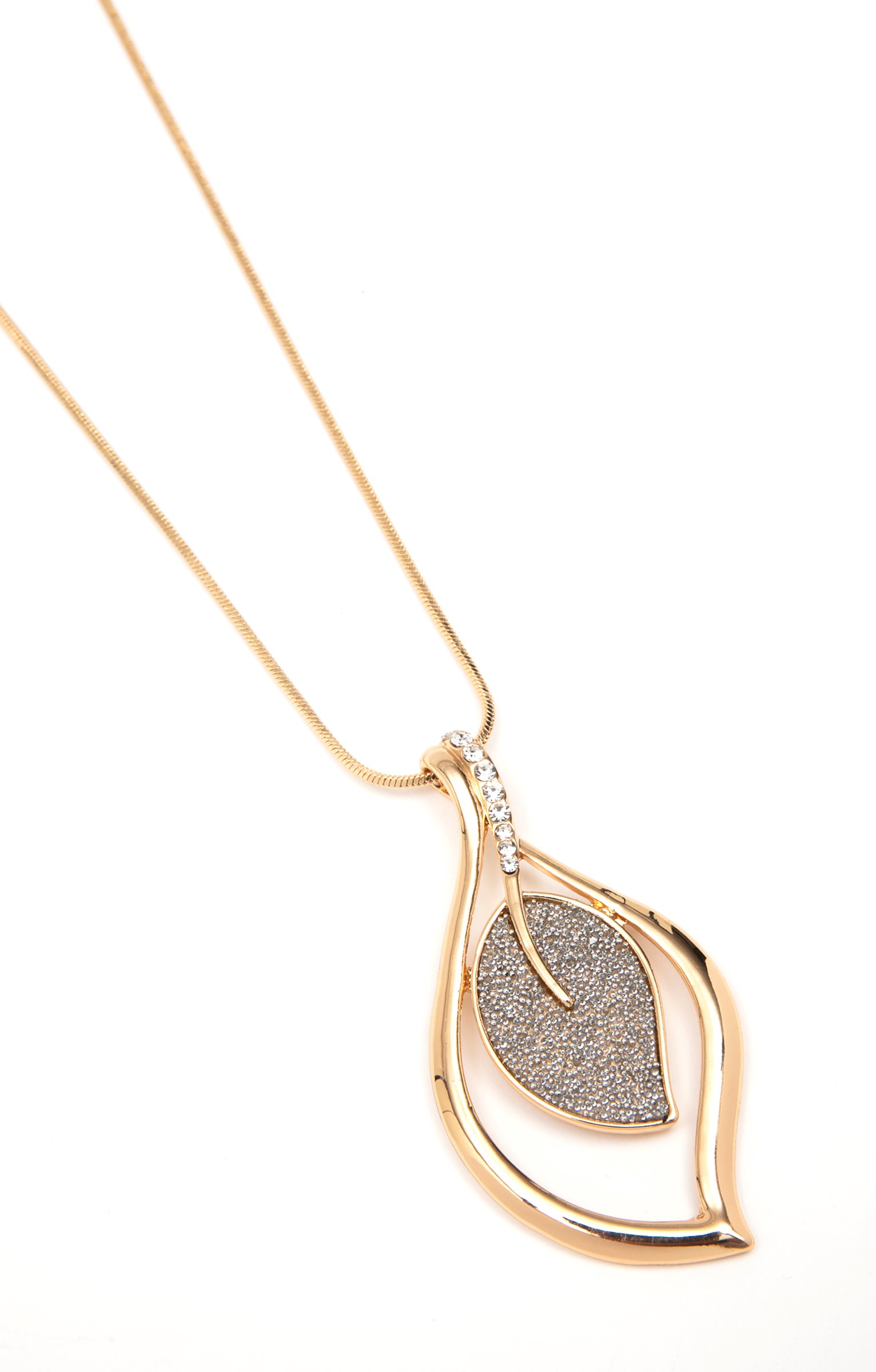 Sautoir pendentif feuille - OR