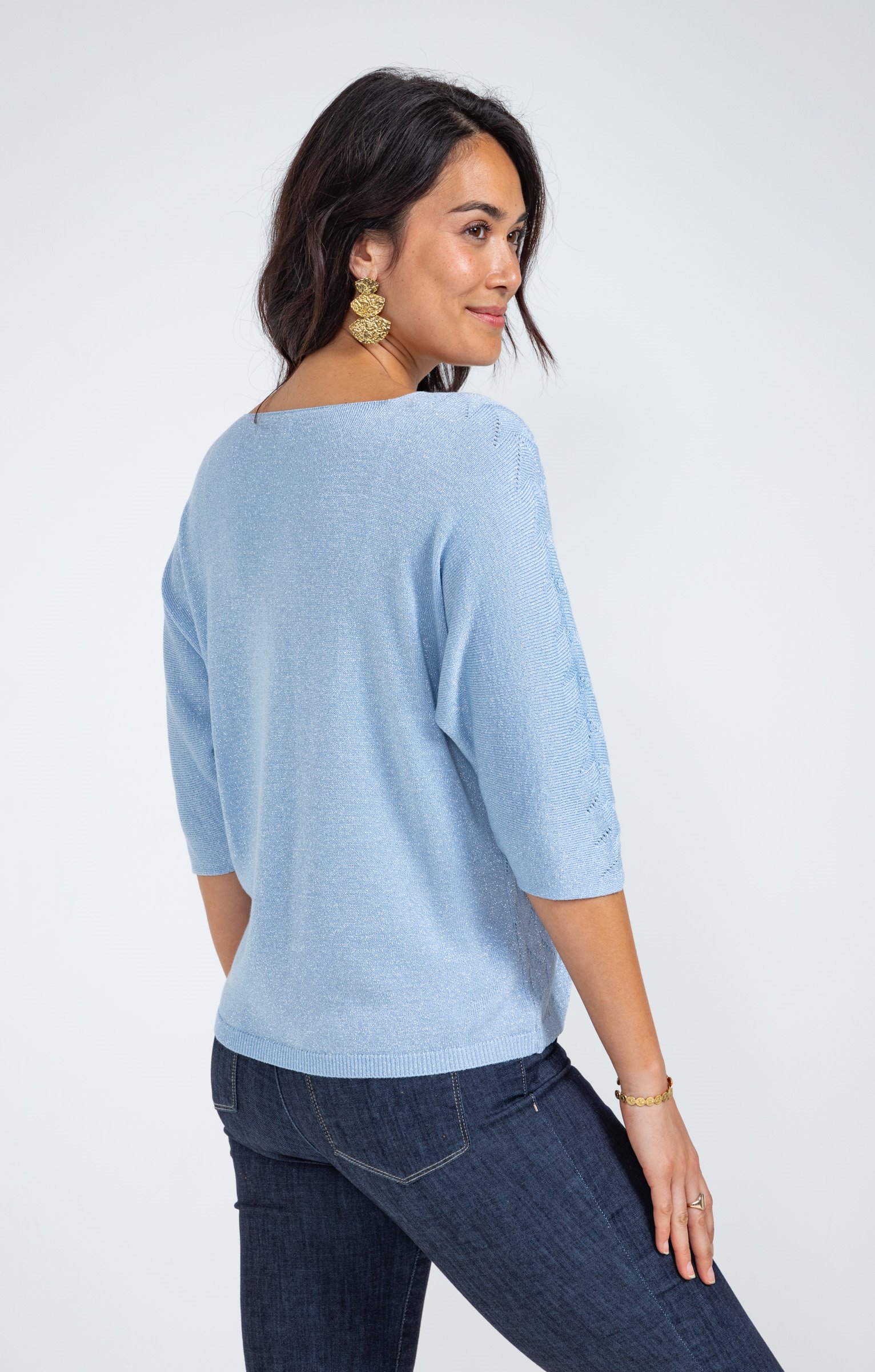 Pull maille brillante - BLEU CIEL