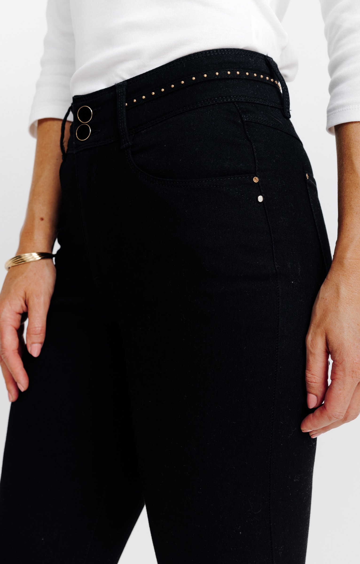 Pantalon droit double boutonnage - NOIR