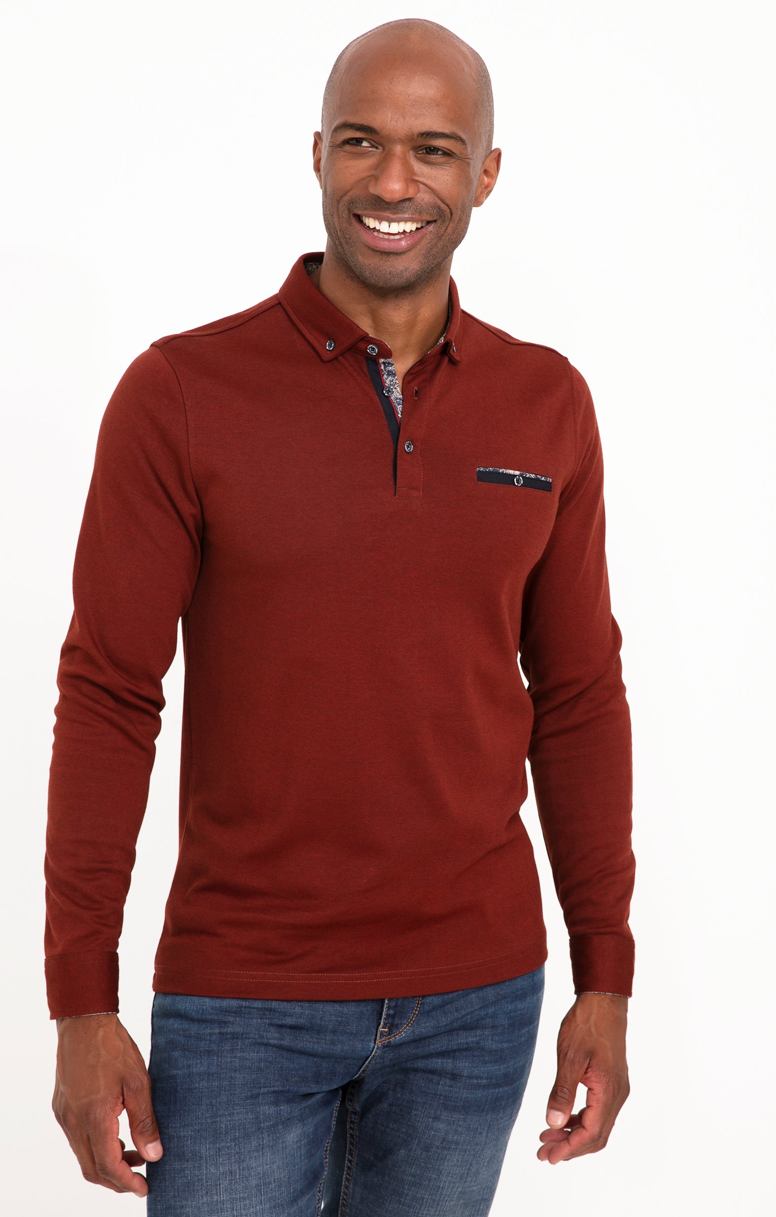 Polo manches longues Sheldon - BRIQUE