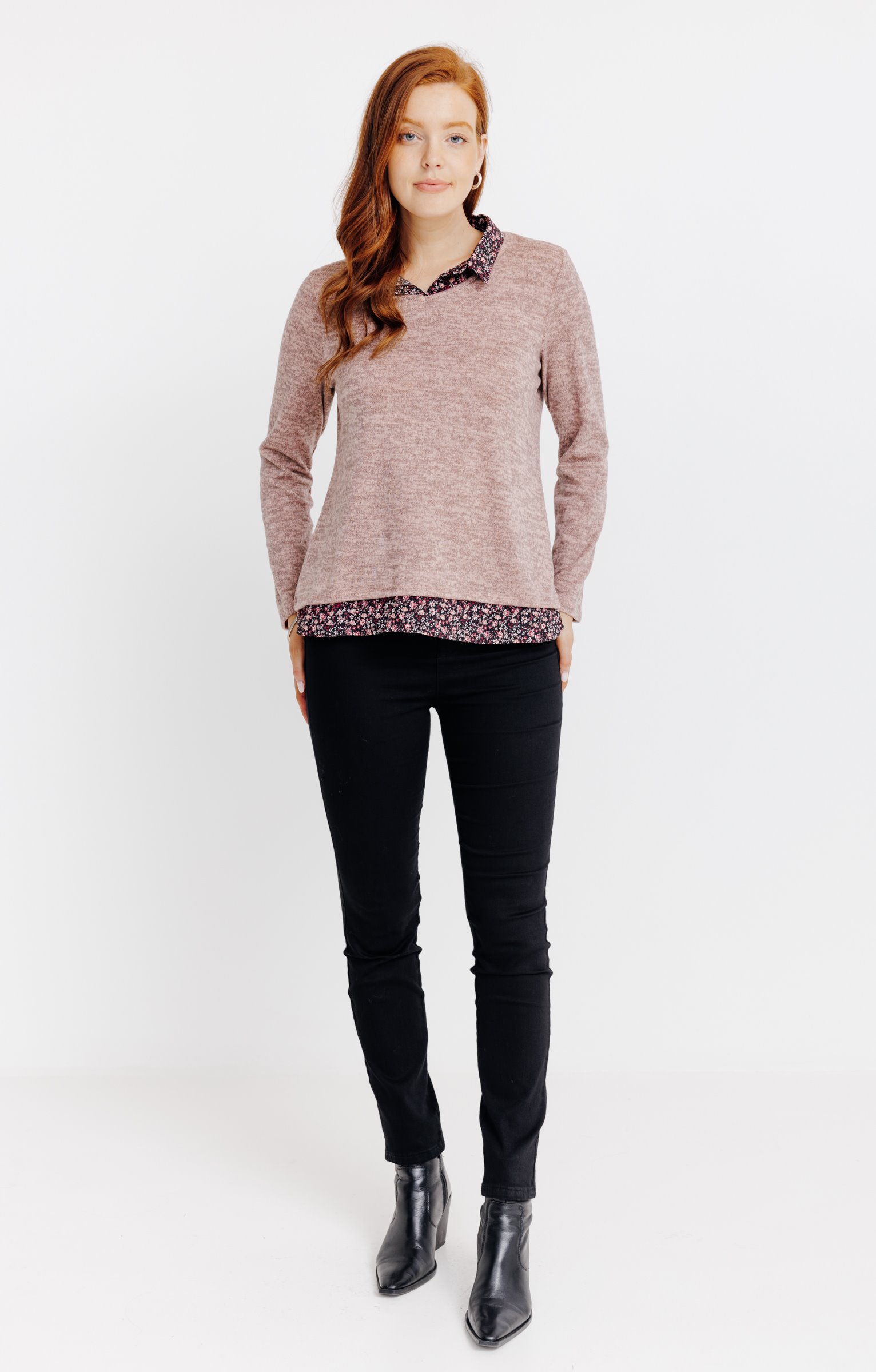 T-SHIRT 2EN1 MANCHES LONGUES - ROSE