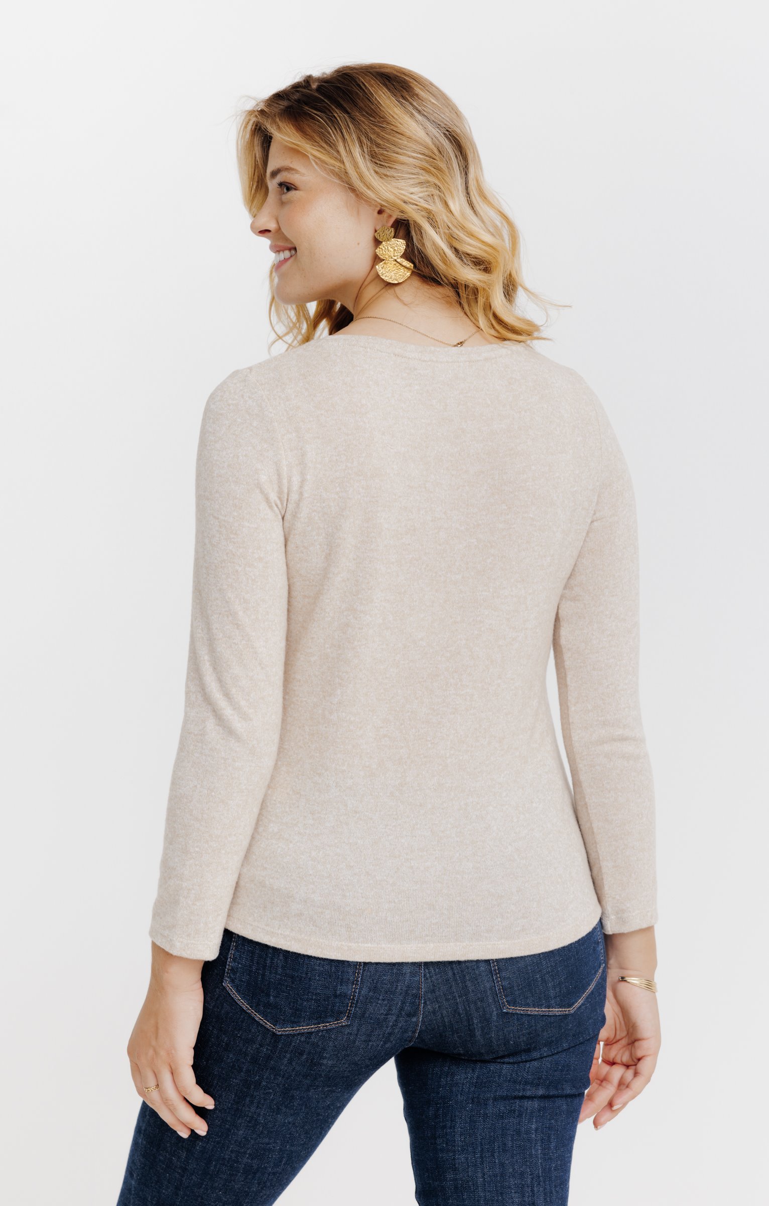 T-SHIRT IMPRIME PLACE STRASS - BEIGE