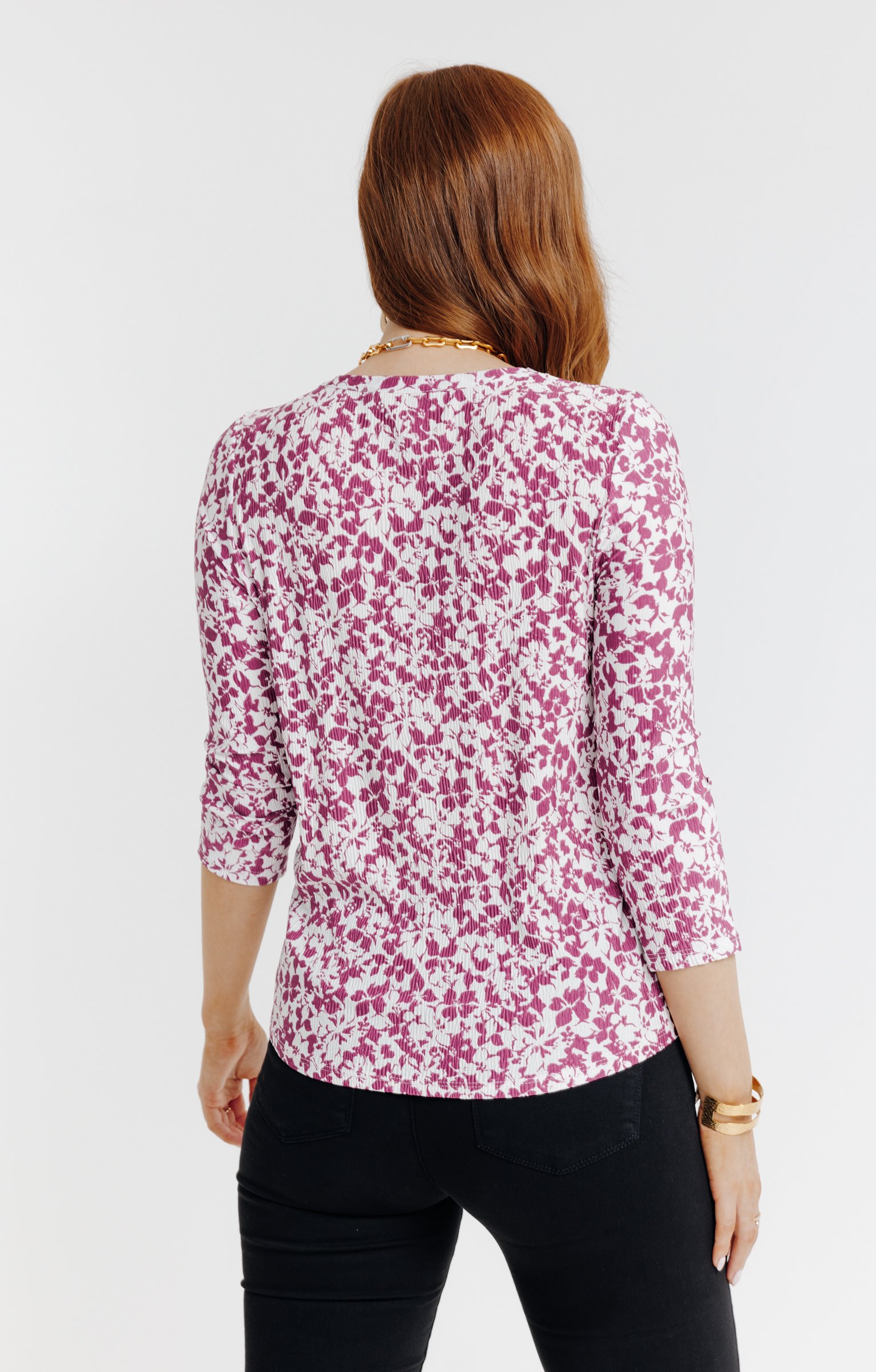 Tee-shirt col V imprimé - ÉCRU