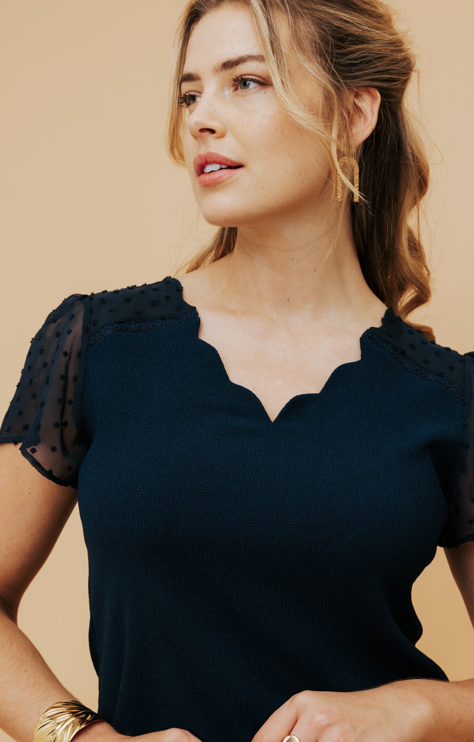 Tee-shirt uni galon - MARINE