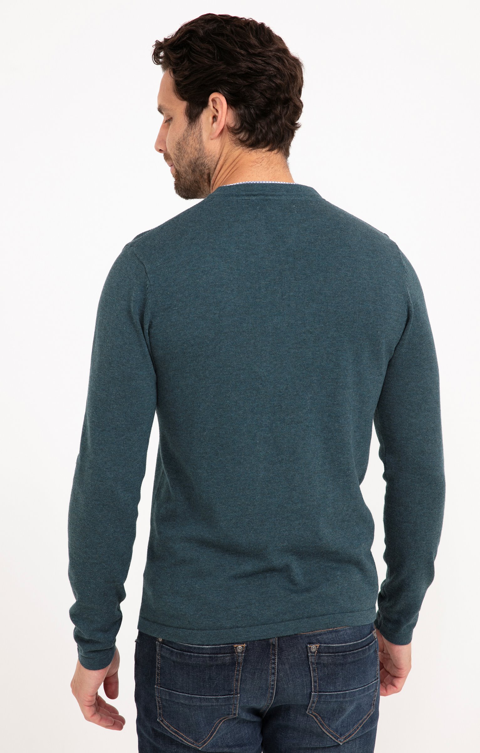 Pull uni col tunisien - VERT