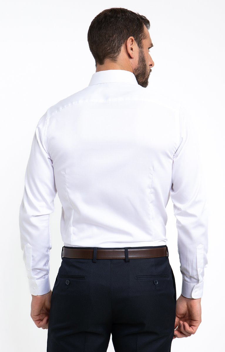 Chemise manches longues ajustée - BLANC