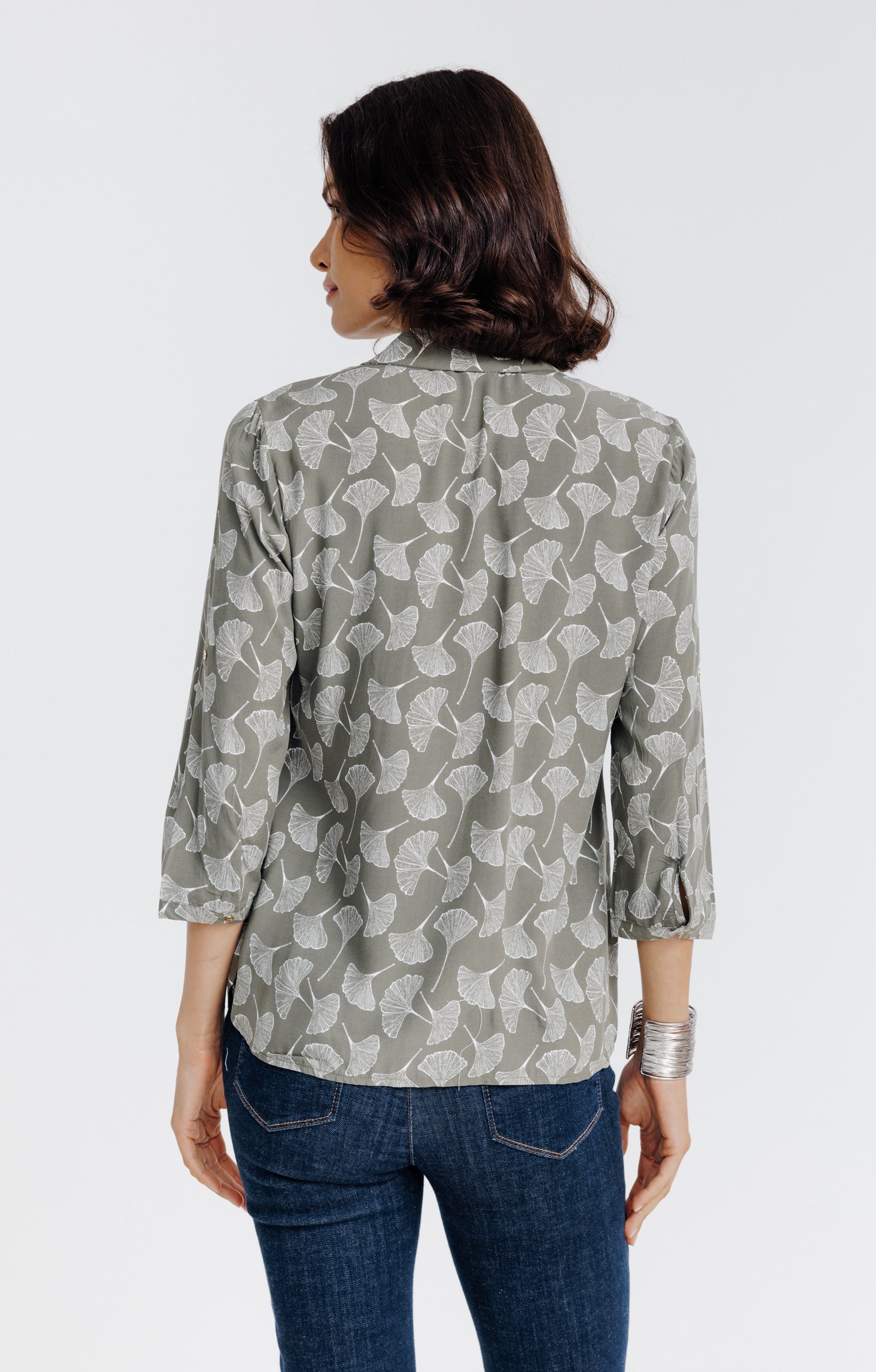 Chemise imprimée feuillage  - KAKI CLAIR