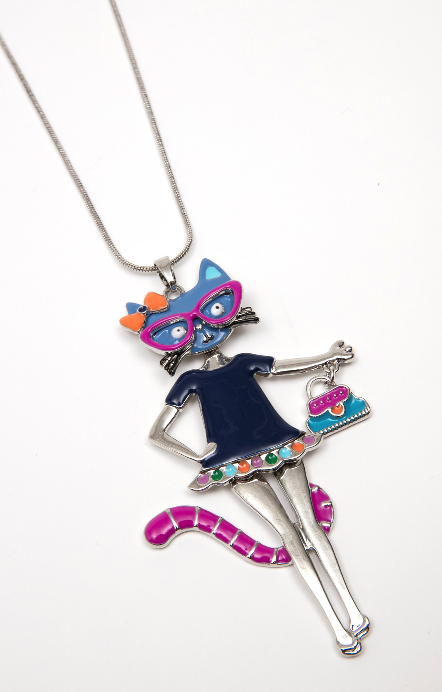 Sautoir pendentif chat - MULTICOLORE