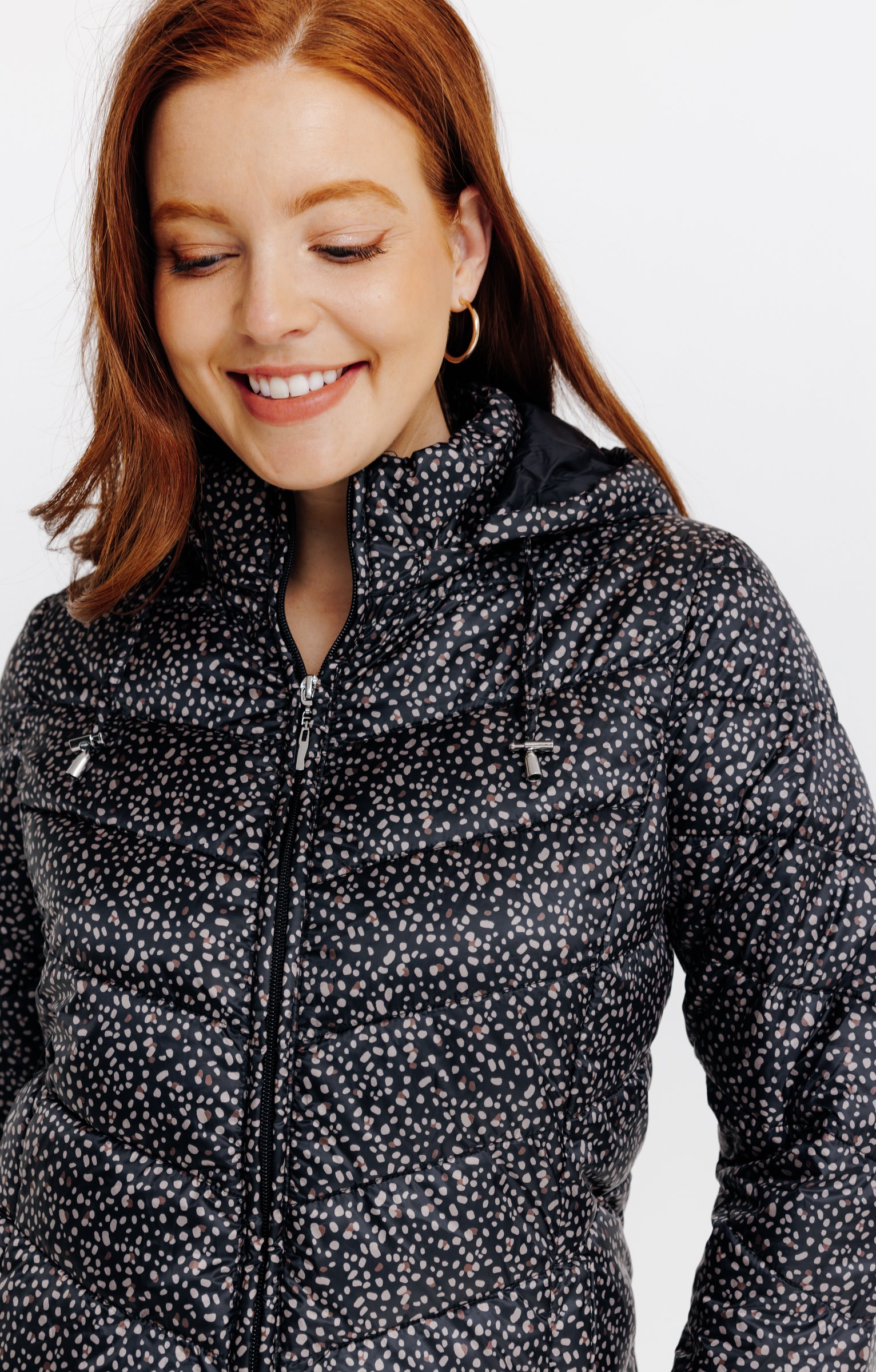 Doudoune courte imprimé fantaisie - NOIR