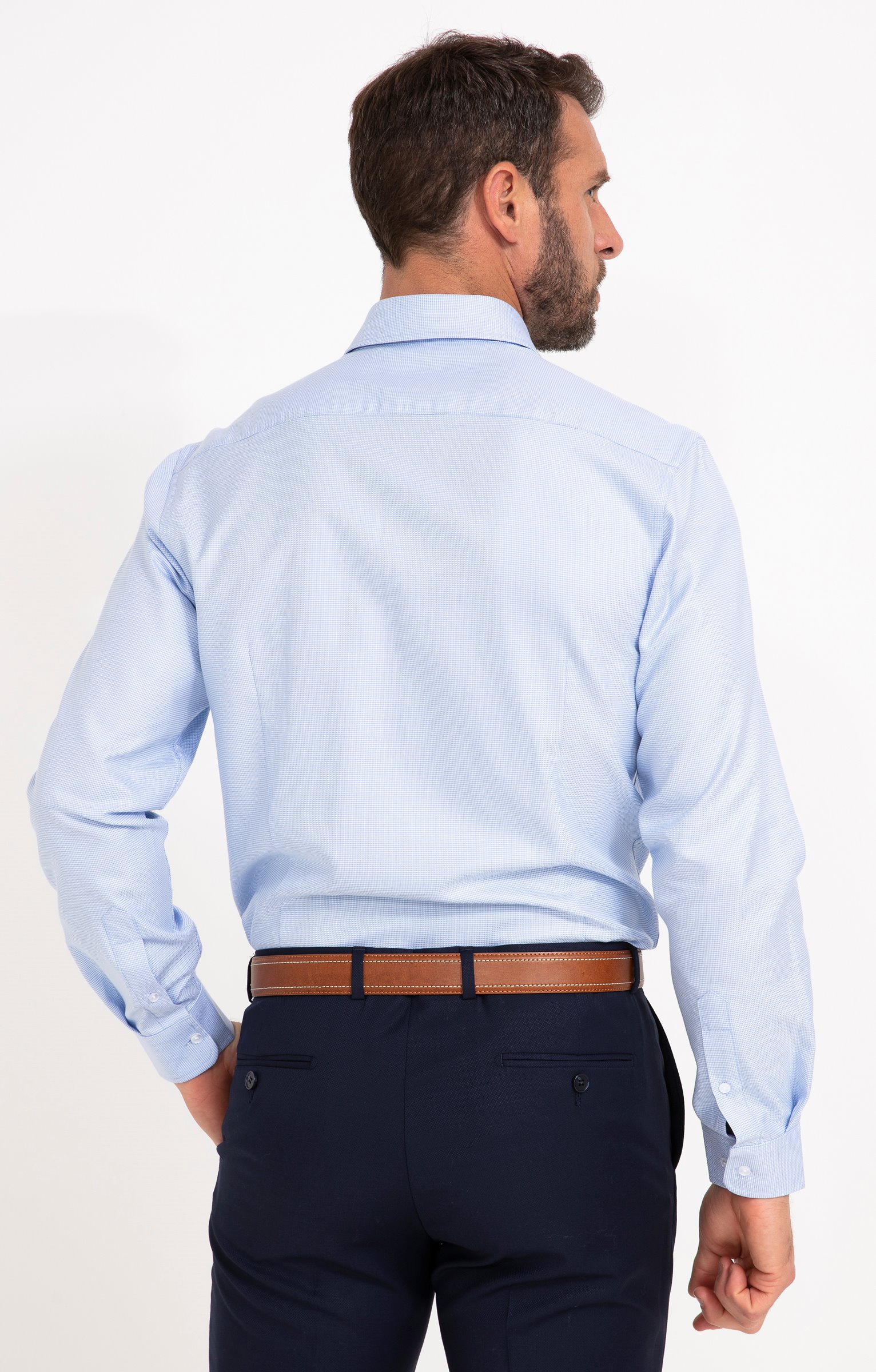 Chemise manches longues coupe ajustée - BLEU CIEL