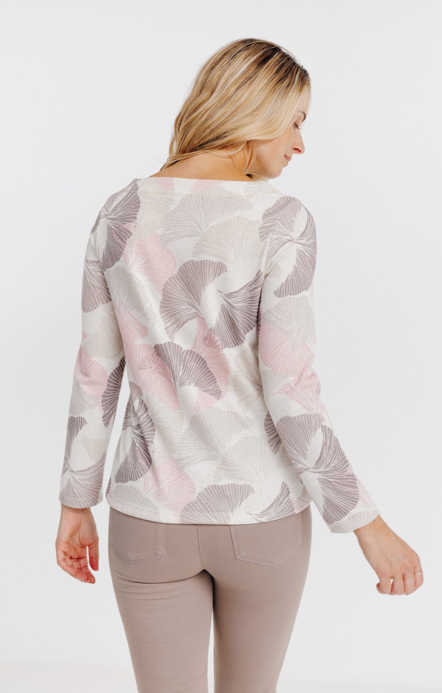 T-SHIRT MANCHES LONGUES COL ROND - TAUPE