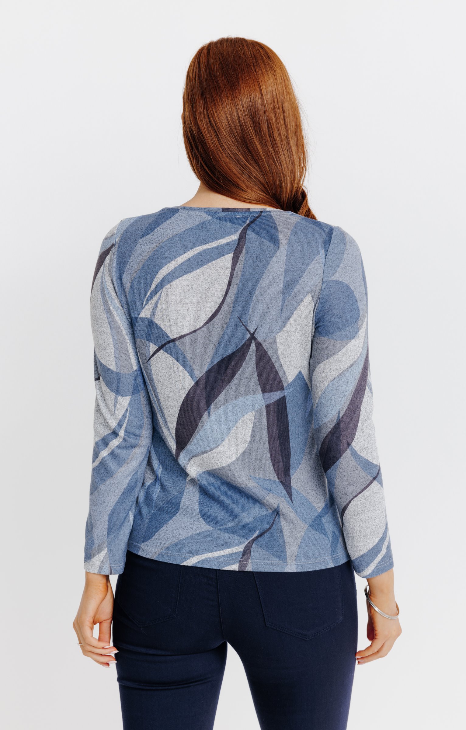 T-SHIRT MANCHES LONGUES COL ROND - GRIS CLAIR