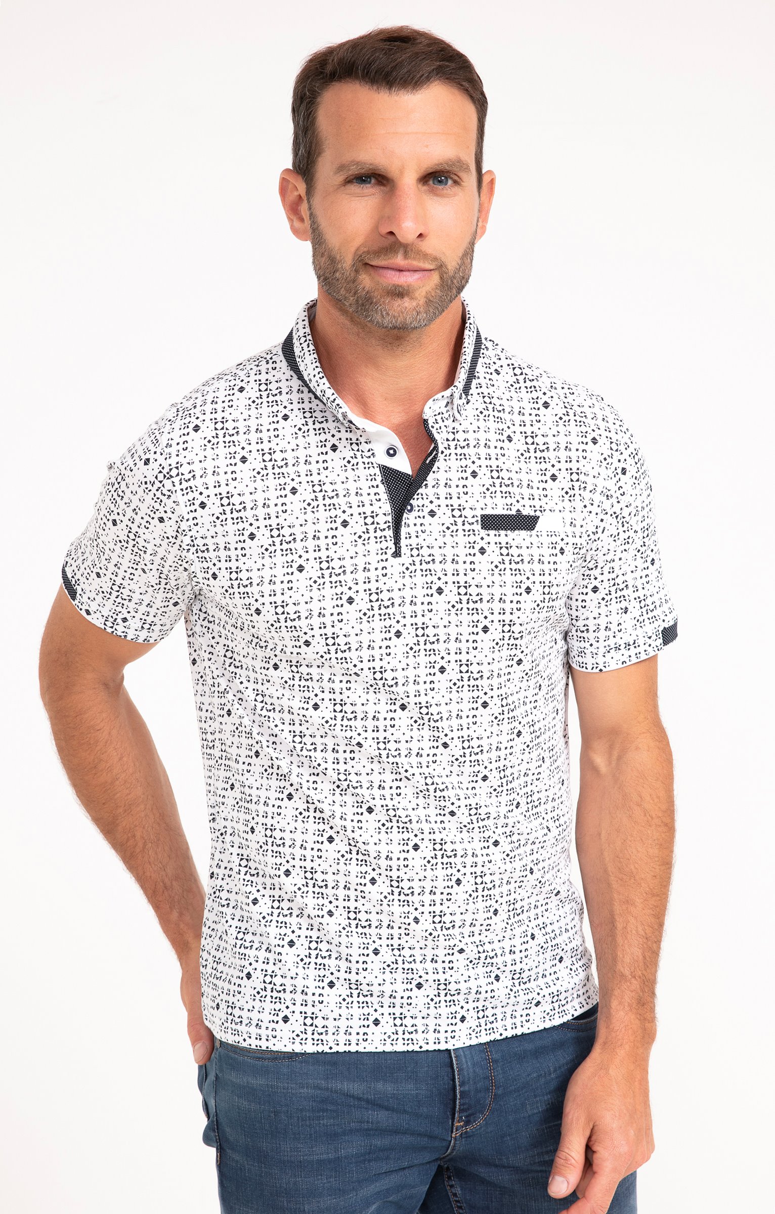 Polo manches courtes Ori - BLANC