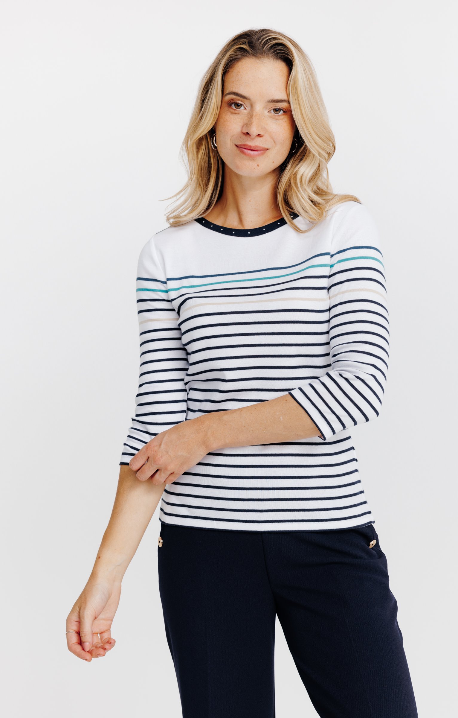 Tee-shirt rayures col bateau - MARINE
