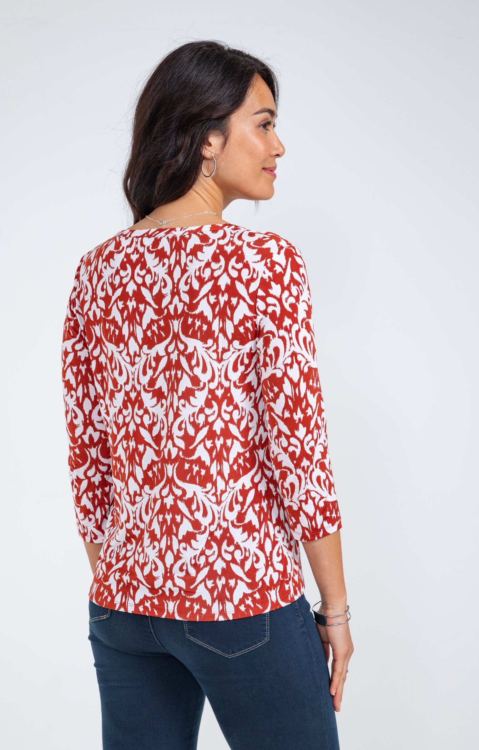 Tee-shirt hiver imprimé arabesque - BRIQUE