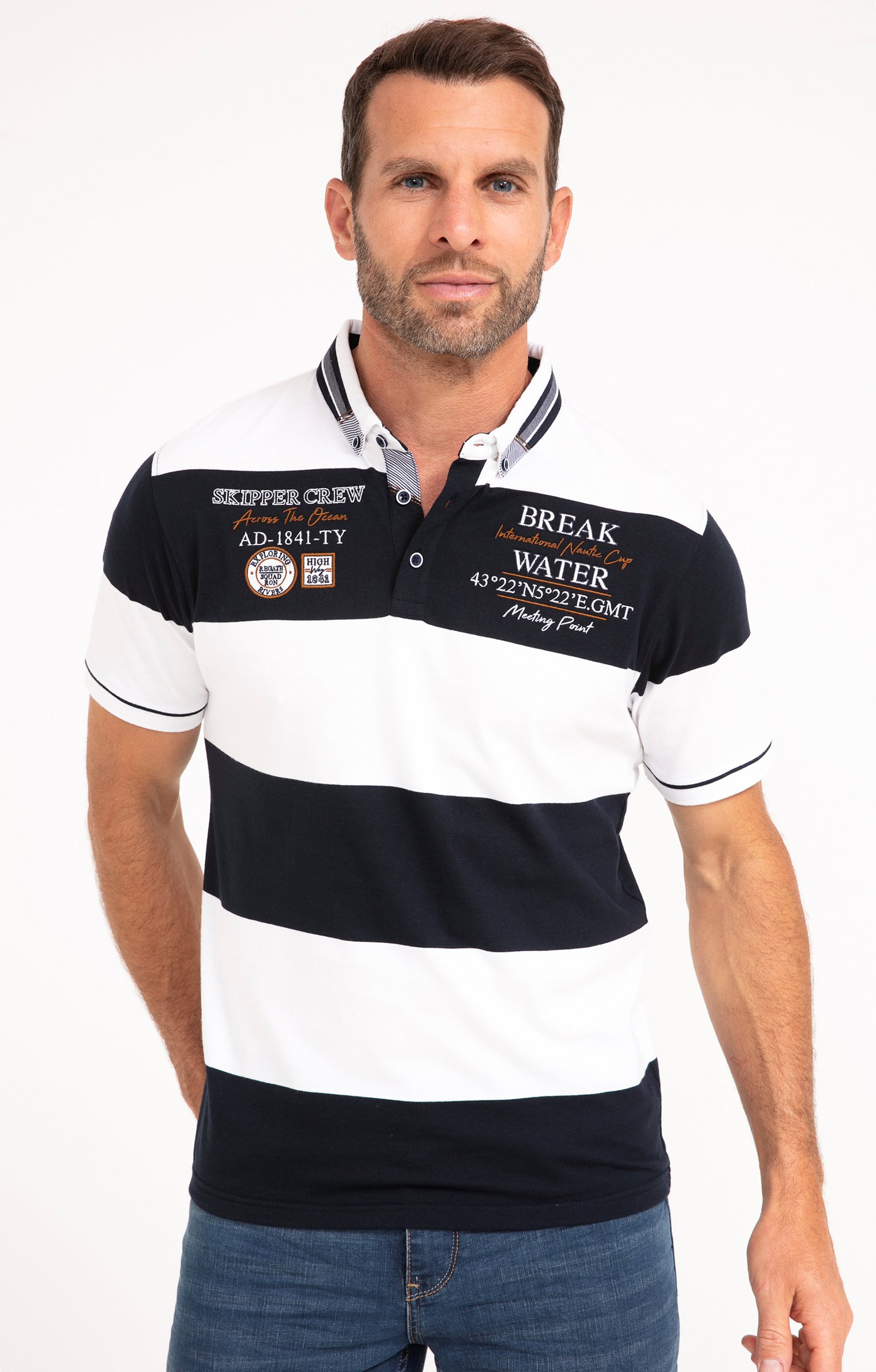 Polo manches courtes Rayure - MARINE