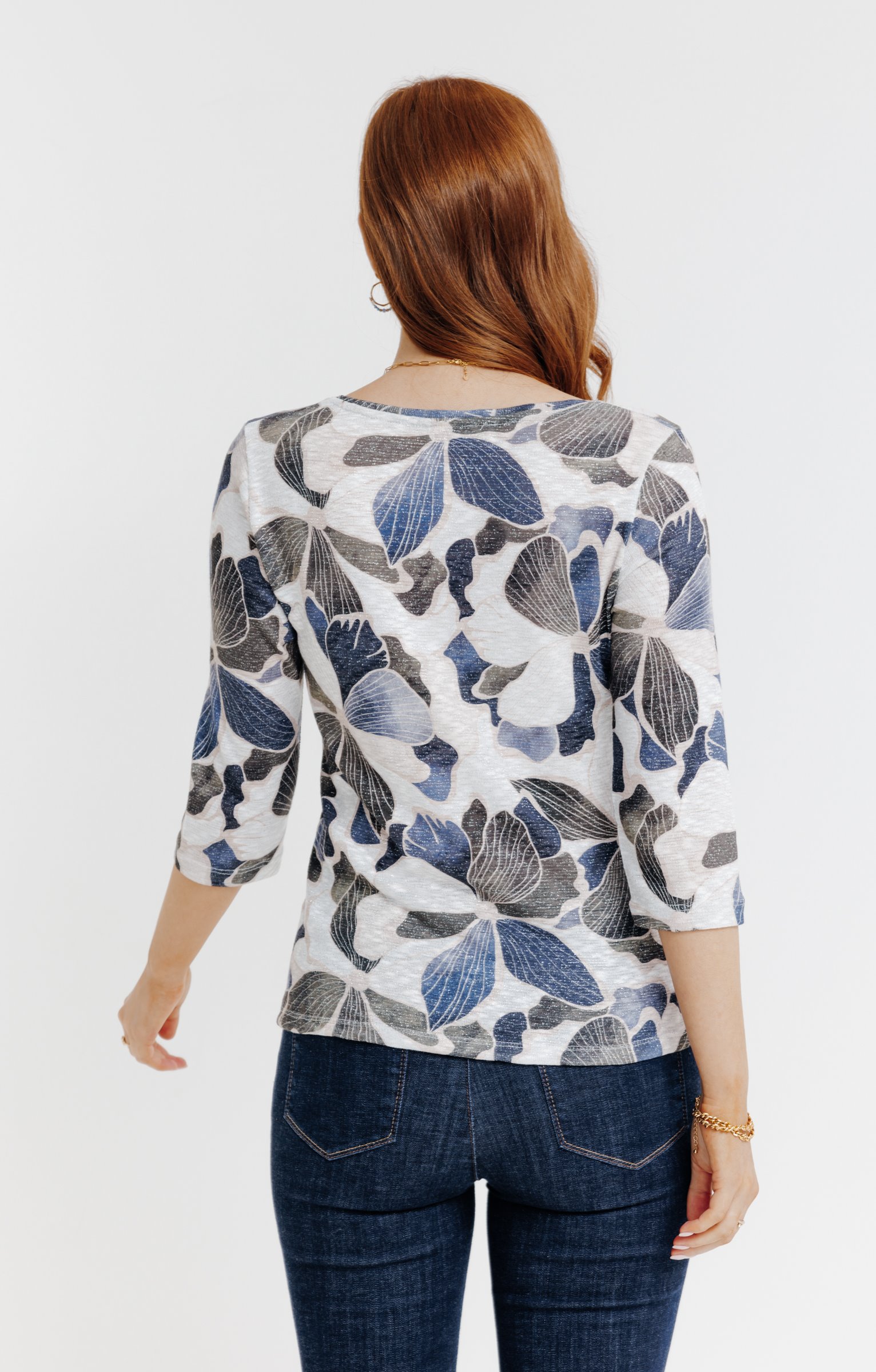 T-SHIRT MANCHES 3/4 COL V - ÉCRU