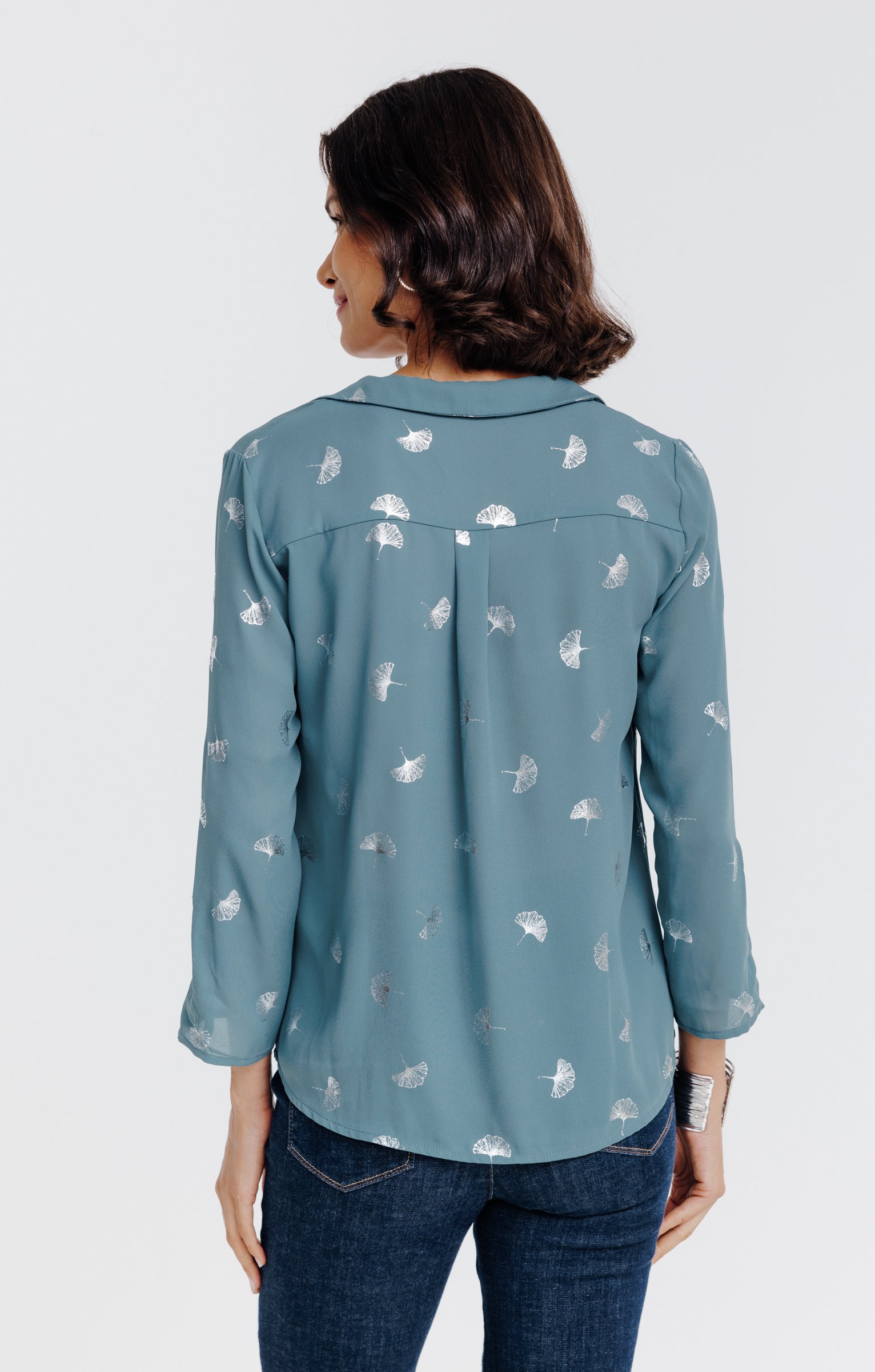 Tunique imprimée col chemise - TILLEUL