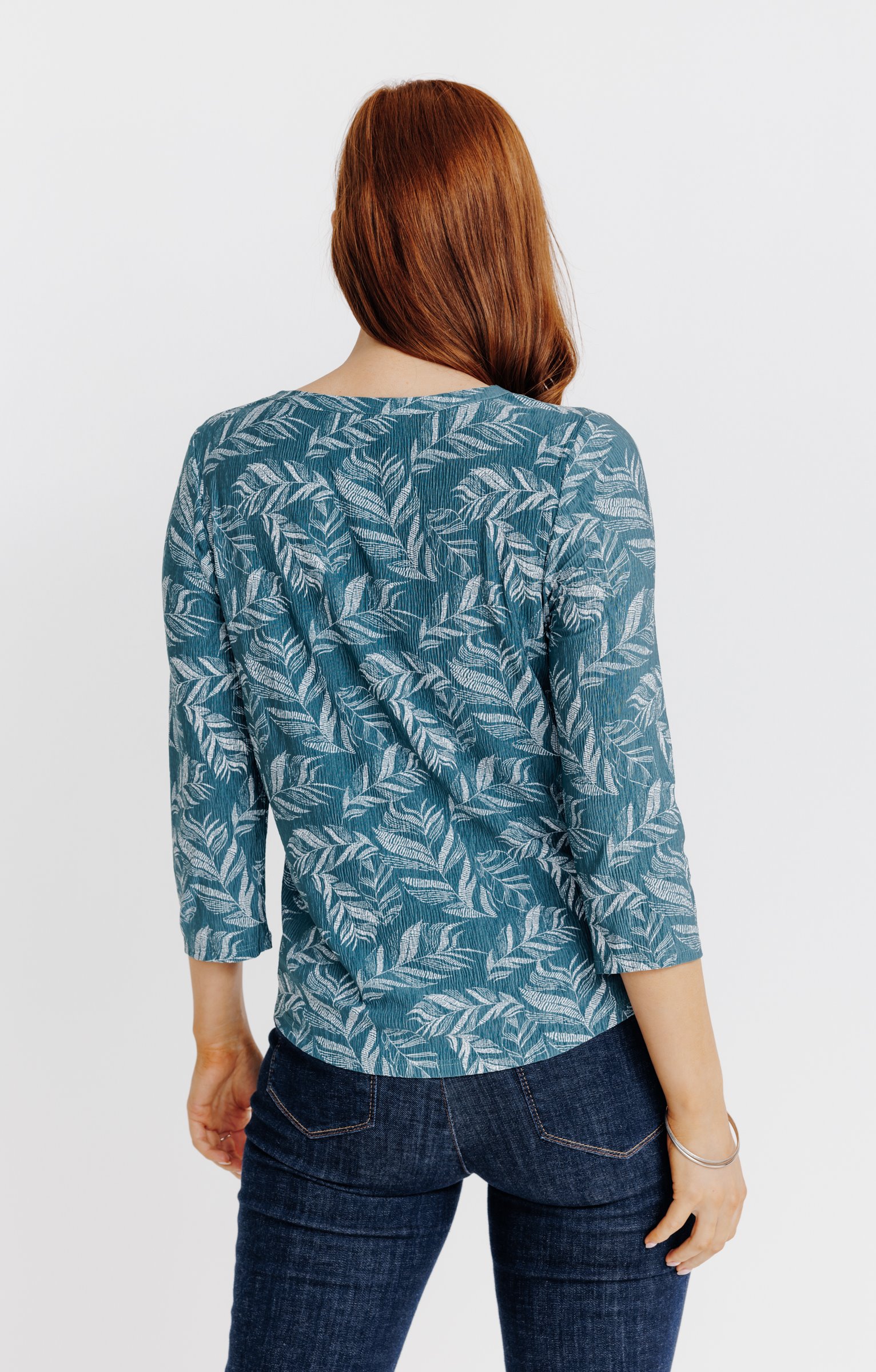 T-SHIRT COL MAO MANCHES 3/4 - TILLEUL